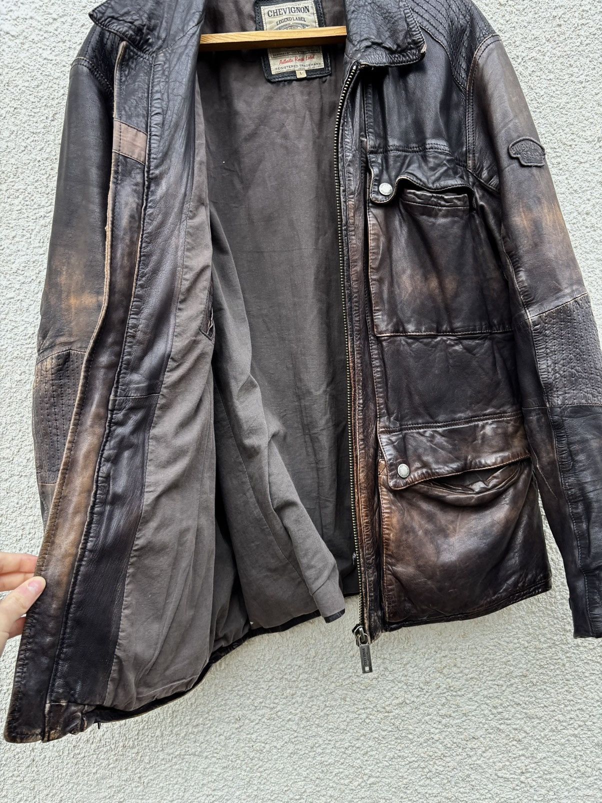 Chevignon × Hysteric Glamour × Vintage 😍Schott Avirex Style Chevignon Washed Leather Jacket Faded Size US L / EU 52-54 / 3 - 6 Thumbnail