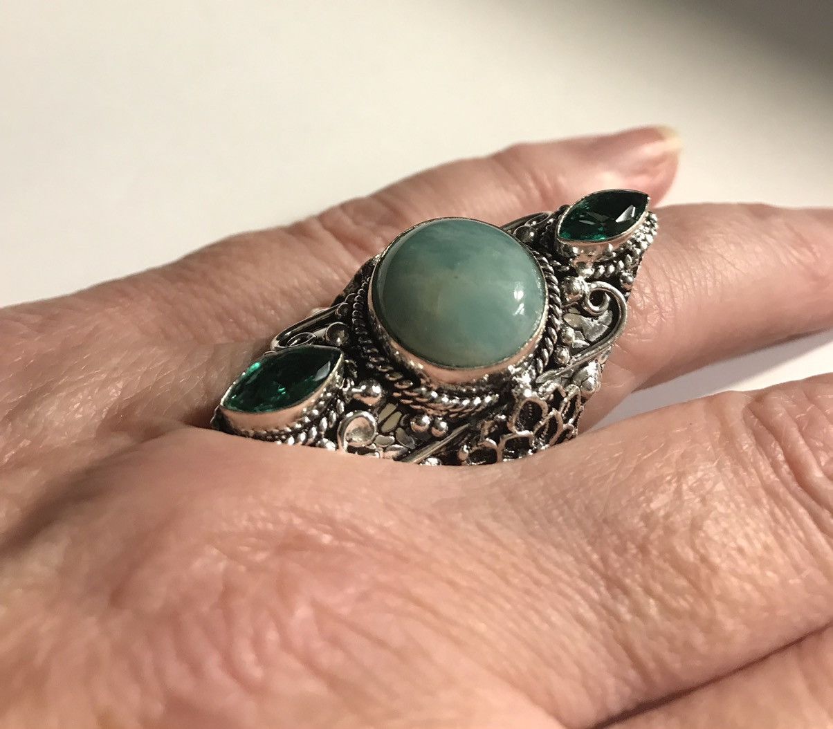image of Stampd Amazonite Chrome Diopside 925 Sterling Silver Ring in Green, Women's