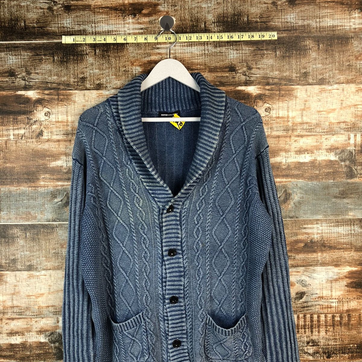 Faded Glory D Semantic Design faded Blue Cardigan Knitwear #A2250 Size US XL / EU 56 / 4 - 2 Thumbnail