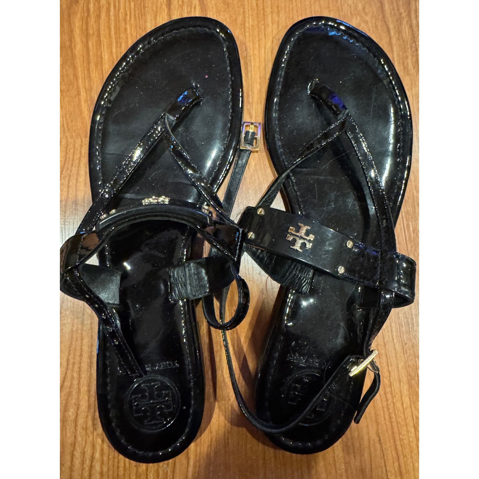 Tory Burch Tory Burch Black Paten Leather Sandals Size 9 Size US 9 / IT 39 - 4 Thumbnail