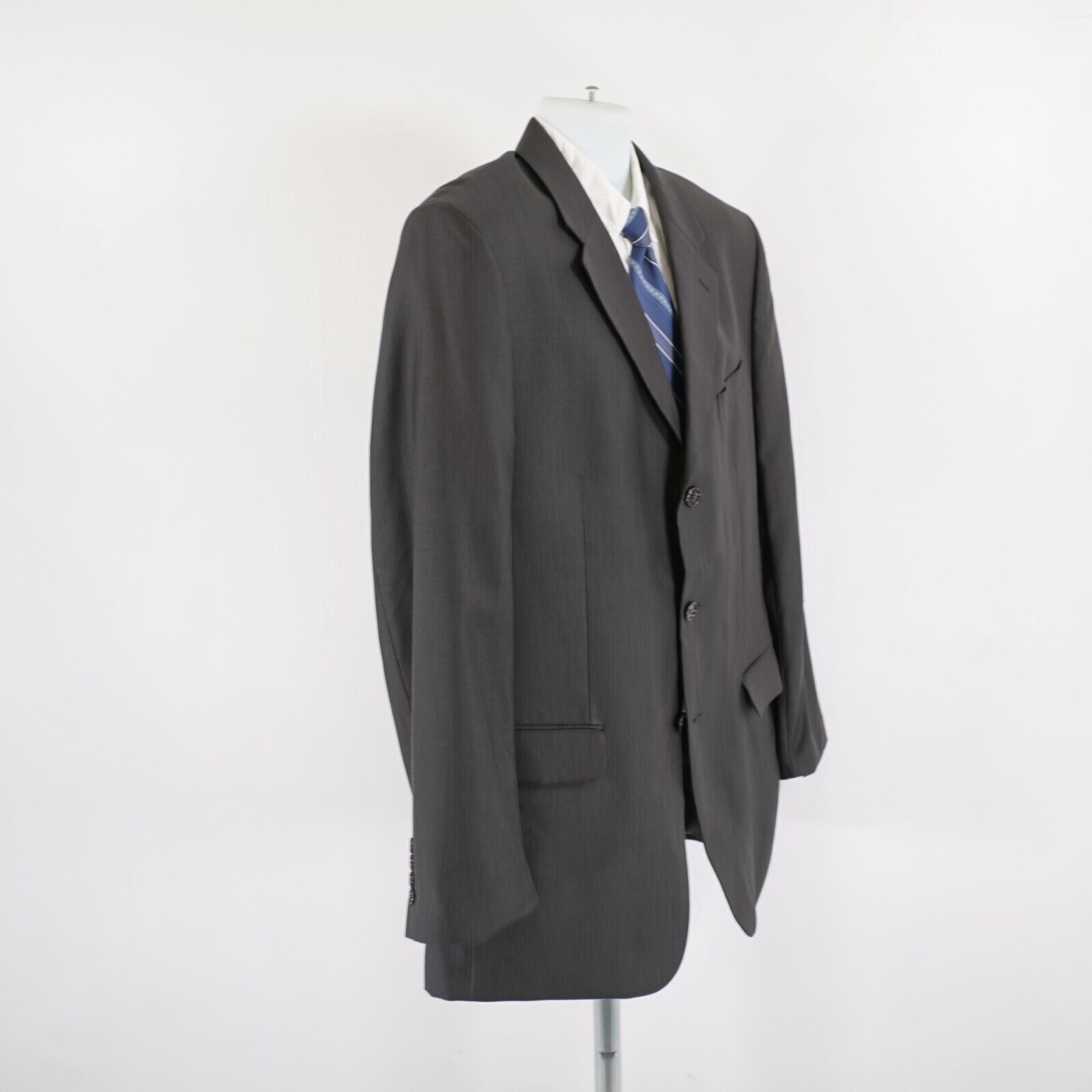 Jones New York Jones New York Wool Silk Brown Black Nailshead 3 Button Blaz Size 44L - 7 Thumbnail