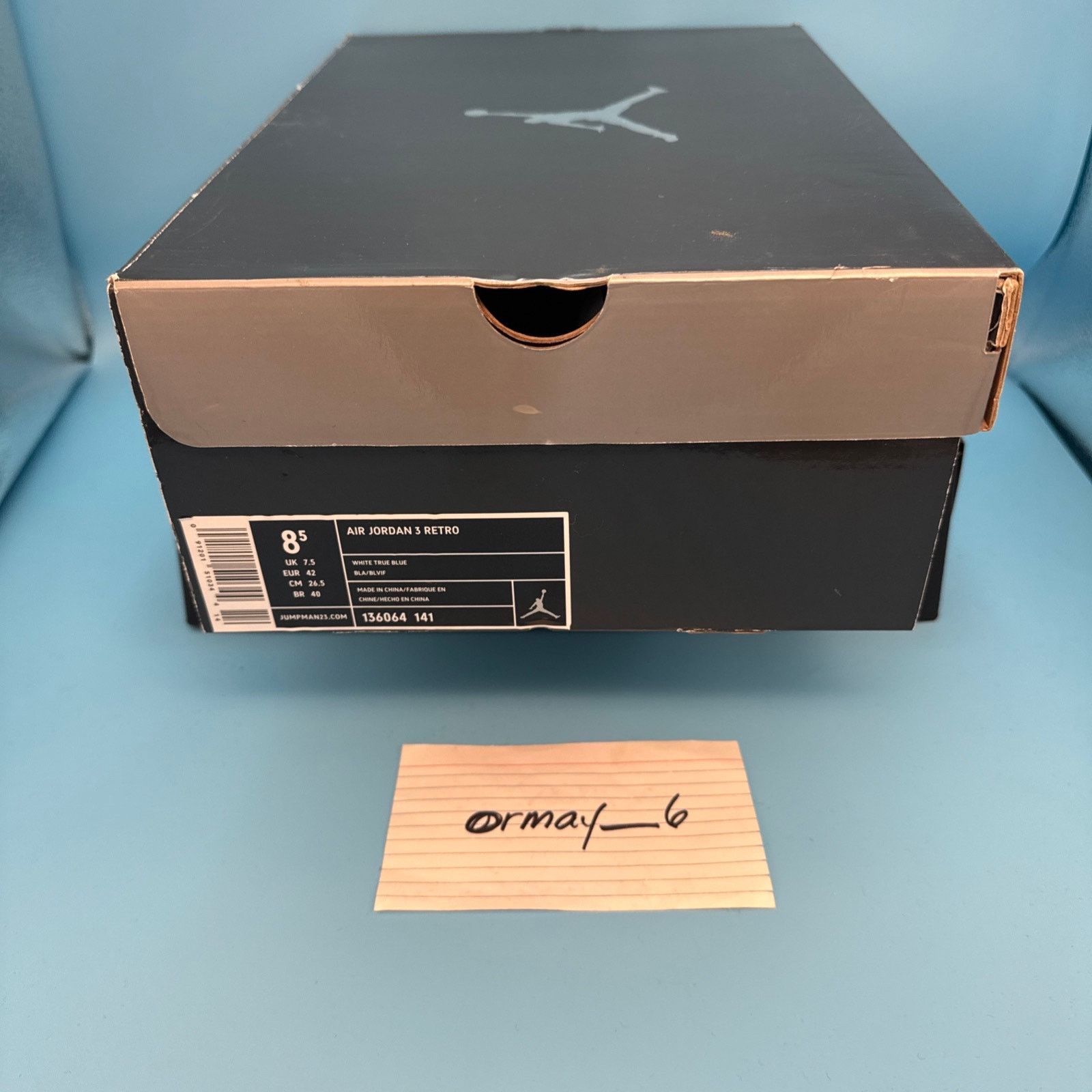Jordan Brand × Nike Air Jordan Retro 3 "True Blue" 2009 m8.5 w10 Size US 8.5 / EU 41-42 - 8 Thumbnail