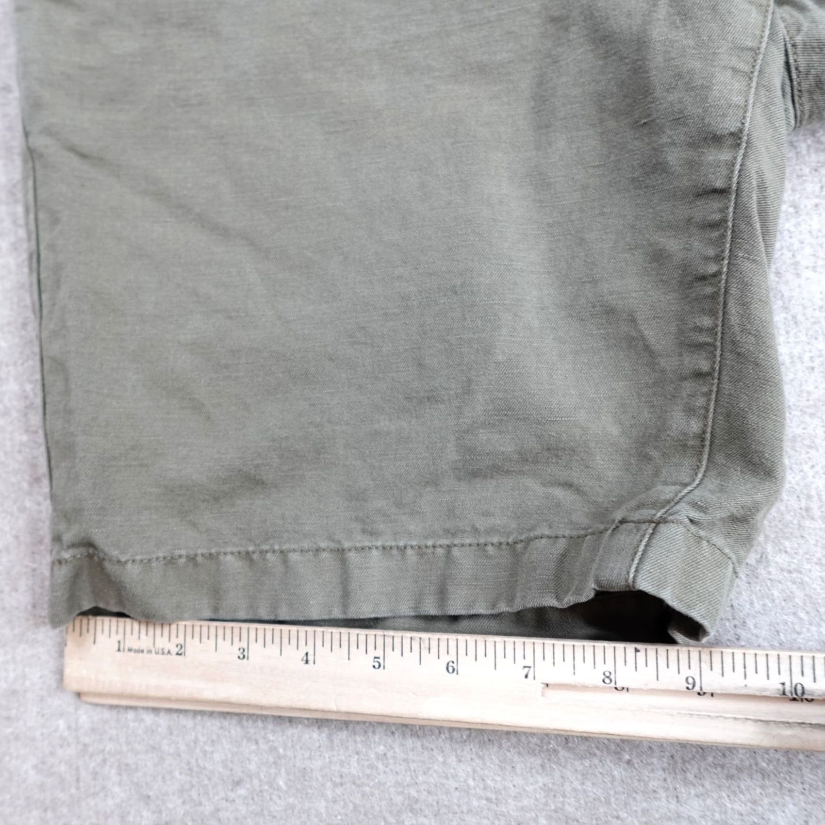 Olive Jommers Mens Chino Shorts 33 Green Olive Solid Linen Blend Baird McNutt Size US 32 / EU 48 - 6 Thumbnail