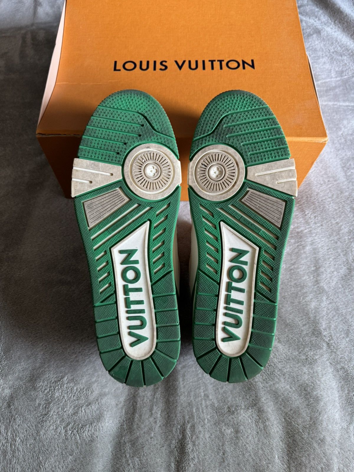 Louis Vuitton White/Green Signature Virgil Trainer Size US 11 / EU 44 - 7 Thumbnail