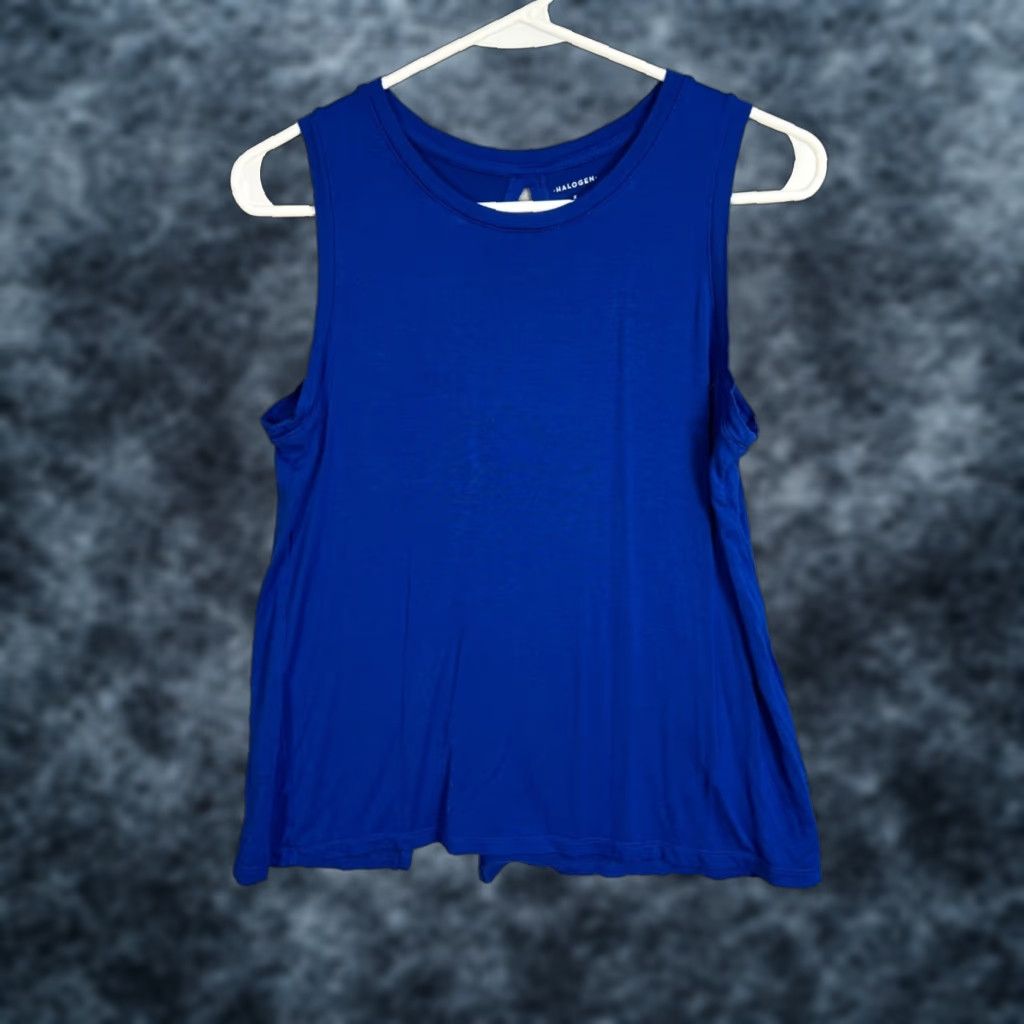 Vintage Halogen Blue Sleeveless Top Womens Small Blouse Shirt Casual Summer Spring Regular Fit Round Neck Size S / US 4 / IT 40 - 1 Thumbnail