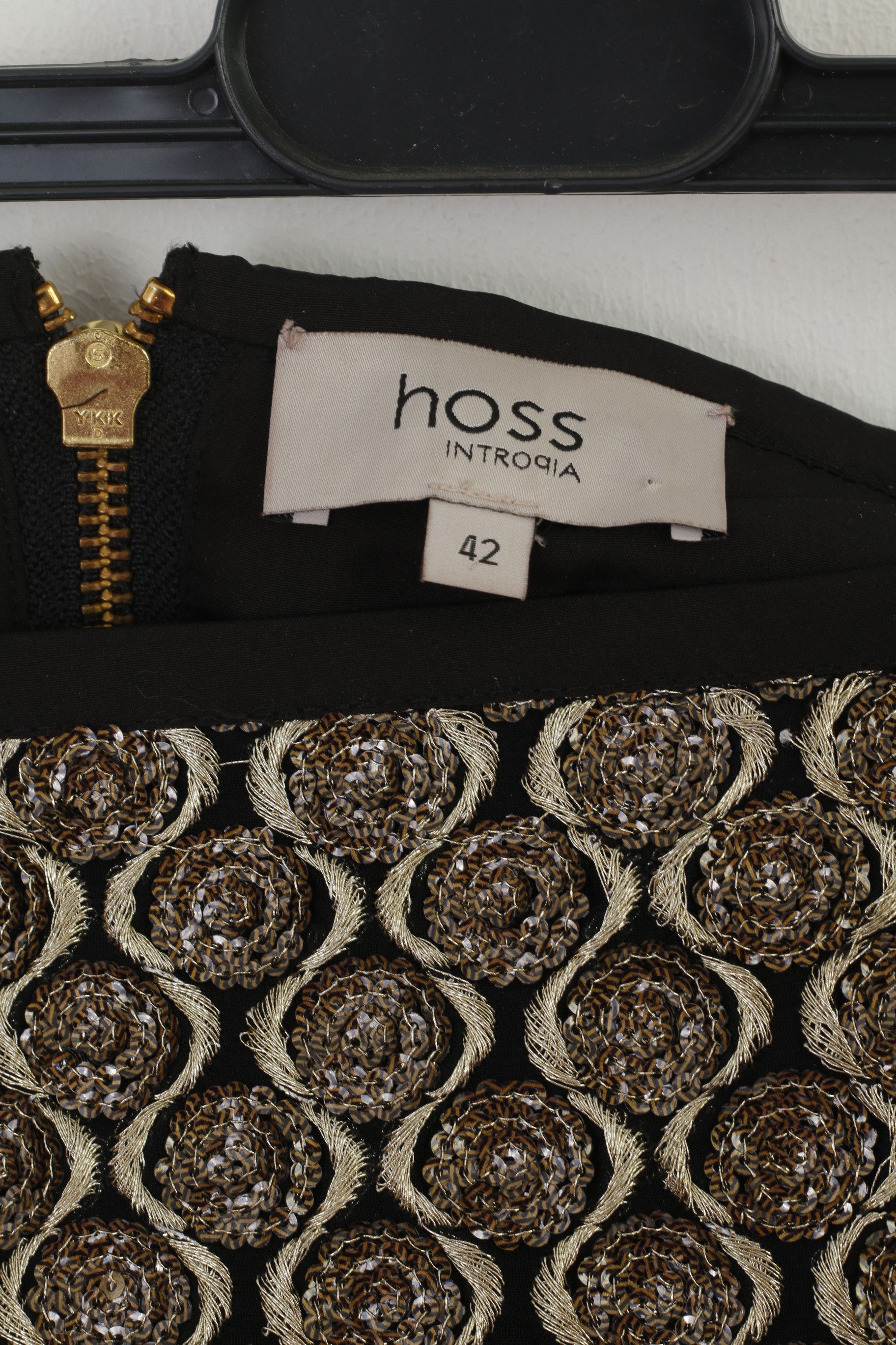 Hoss Intropia Hoss Intropia Women 42 M Mini Skirt Black Gold 2508 Size 30" / US 8 / IT 44 - 3 Thumbnail