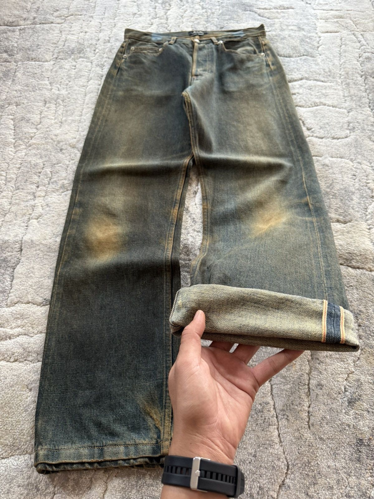 A.P.C. A.P.C Reu De Fleurus Earthy Mud Wash Selvedge Straight Jeans Size US 29 - 1 Thumbnail