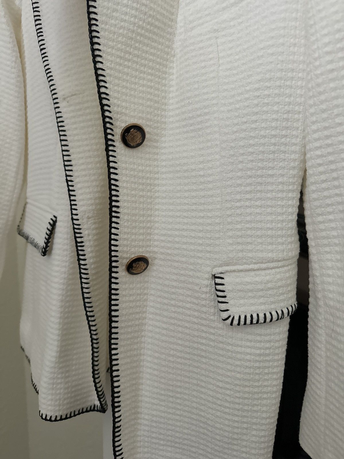 Zara White black stitching blazer Size S / US 4 / IT 40 - 2 Thumbnail