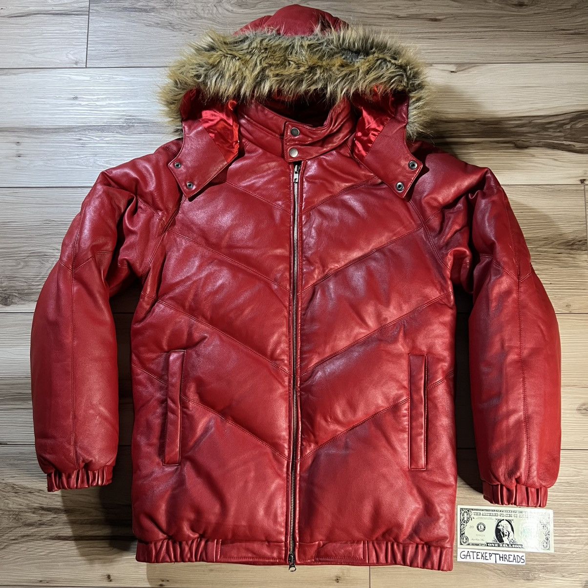 Supreme Supreme FW05 Leather Down Puffer Jacket Red Fur Trim Vintage Size US M / EU 48-50 / 2 - 2 Thumbnail