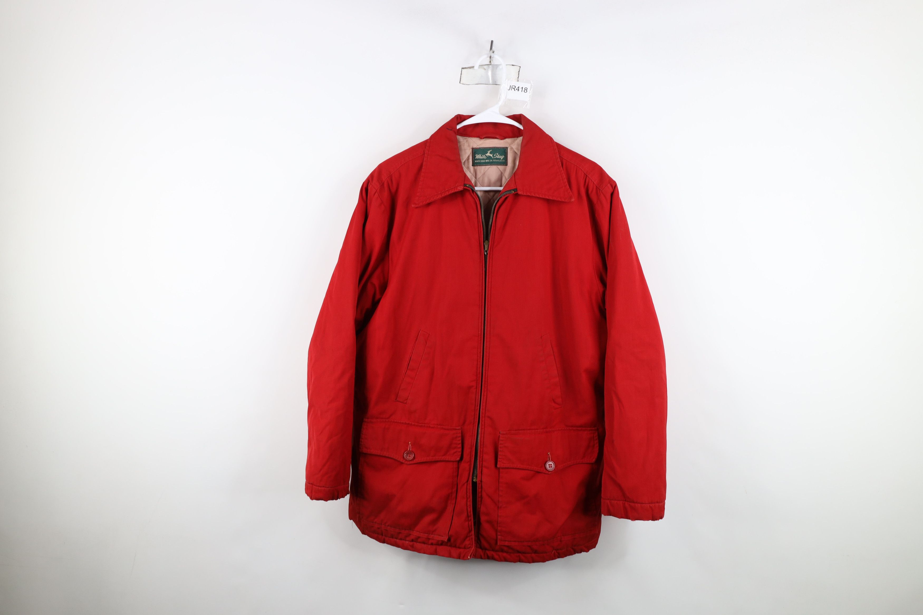 Vintage 50s 60s Streetwear Quilted Chore Jacket Red USA