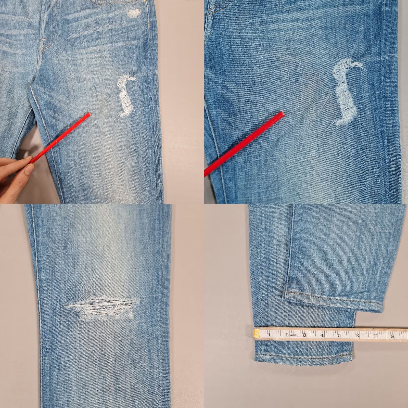 7 For All Mankind 7 For All Mankind Josie Jeans Women's W28 L27 Blue Distressed Stretch Denim 5-Pocket Ankle Size 28" / US 6 / IT 42 - 8 Thumbnail
