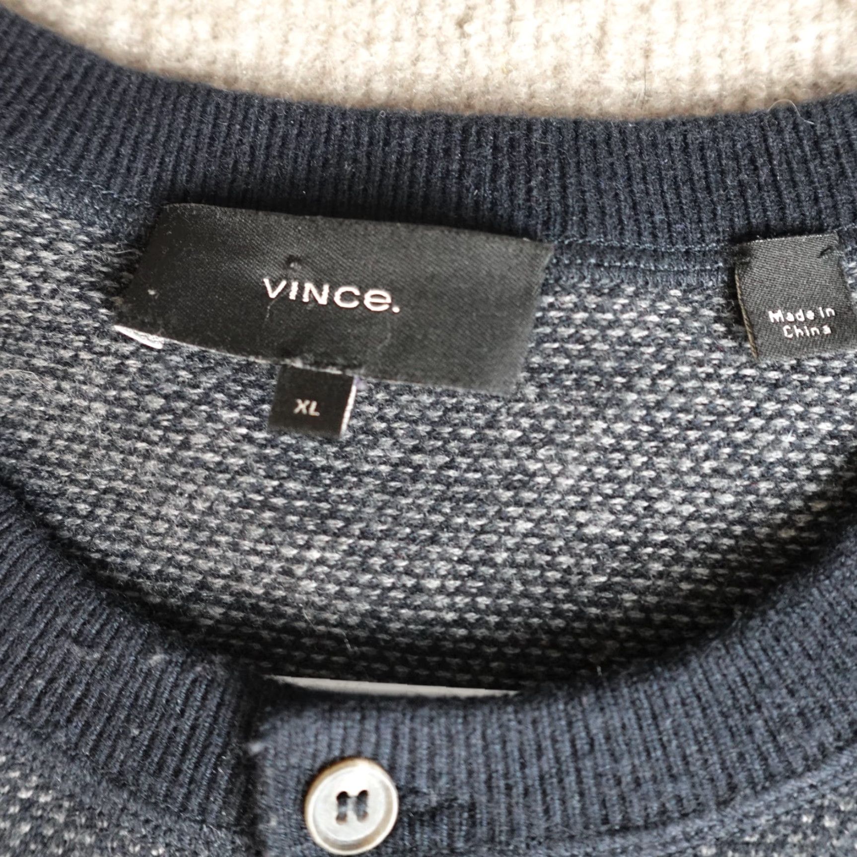 Vince Vince Mens Sweater XL Blue Gray Heather Wool Cashmere Blend Henley Collar Shirt? Size US XL / EU 56 / 4 - 2 Thumbnail