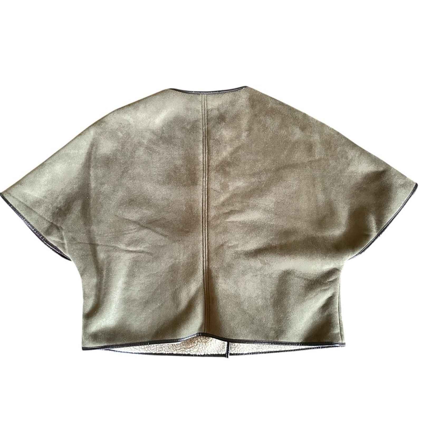 Members Only Members Only Faux Suede Sherpa Fleece Cape – Moss Green Size M / US 6-8 / IT 42-44 - 4 Thumbnail