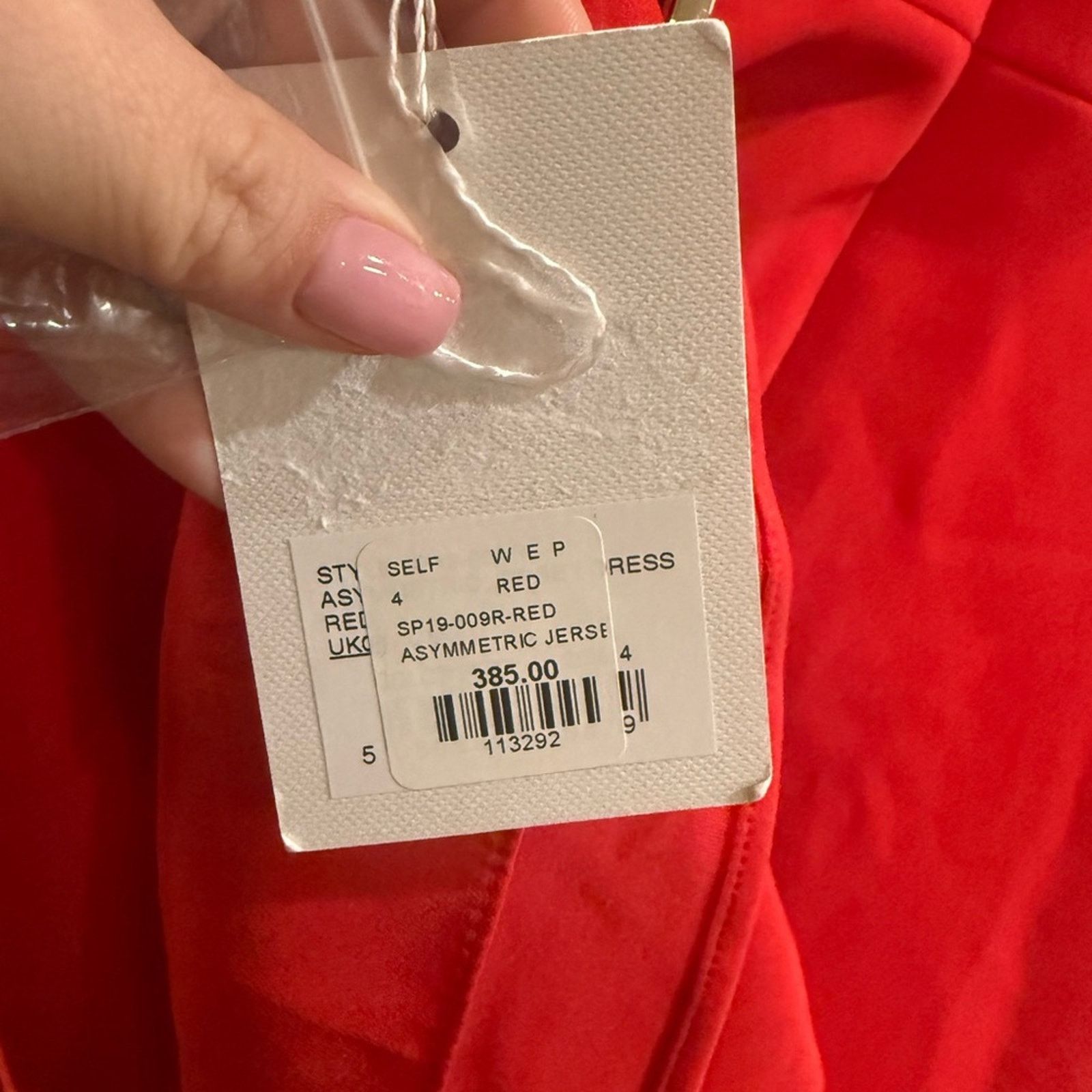 Self-Portrait Self-Portrait Asymmetrical Jersey Red Ruffled Sleeve Dress 4 Size S / US 4 / IT 40 - 11 Thumbnail