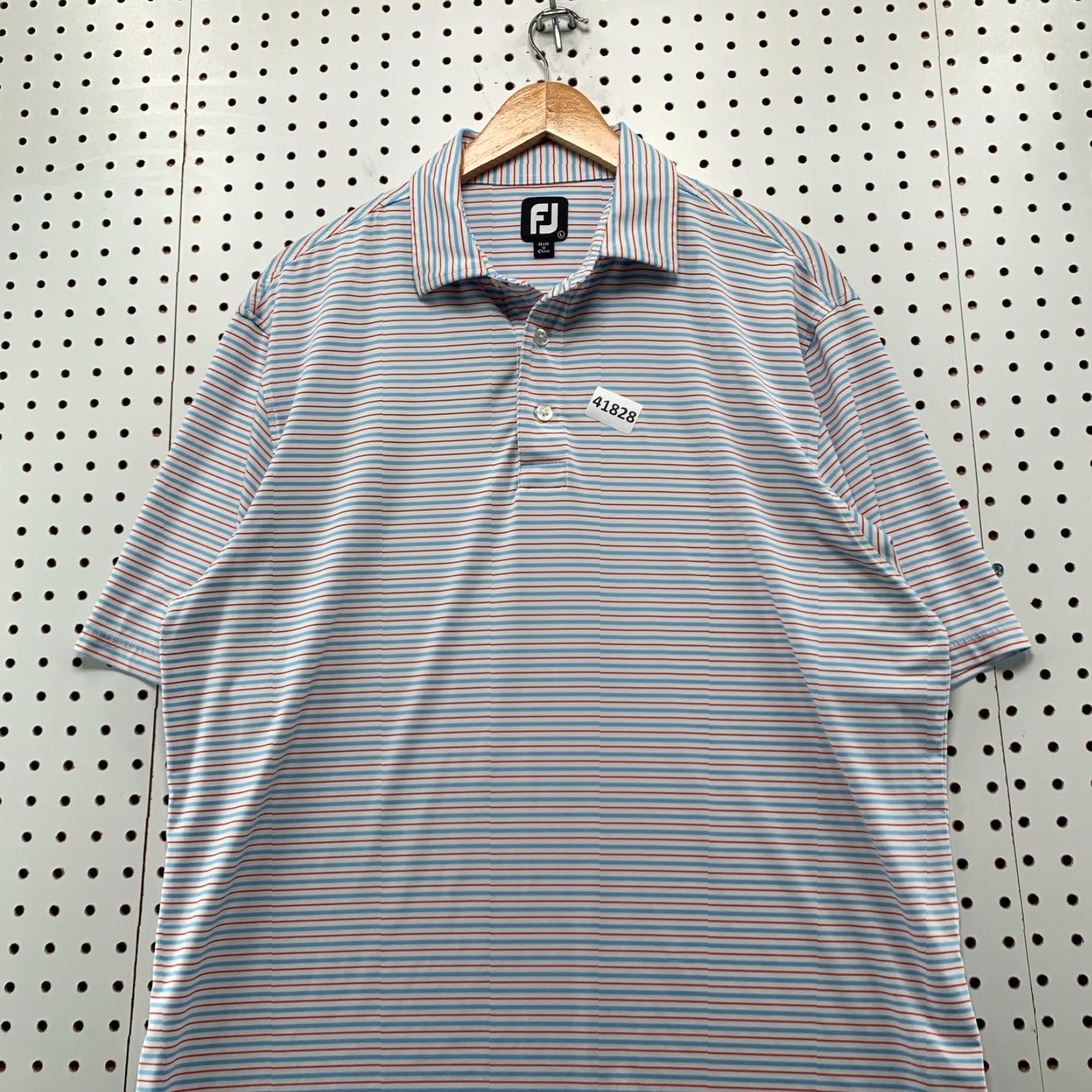 Footjoy FJ Footjoy Collared Golf Polo Shirt Mens Large White Blue Red Striped 23x31.5 - Polo, FootJoy, Striped, Golf Shirt, Mens, White/Blue/Red Size US L / EU 52-54 / 3 - 4 Thumbnail