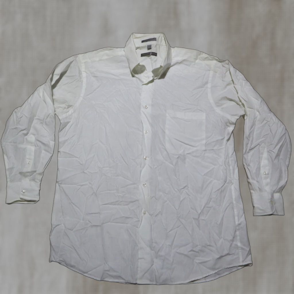 Geoffrey Beene Geoffrey Beene Shirt White Solid Long Sleeve Button-Up Adult Men's L Size US XL / EU 56 / 4 - 1 Thumbnail