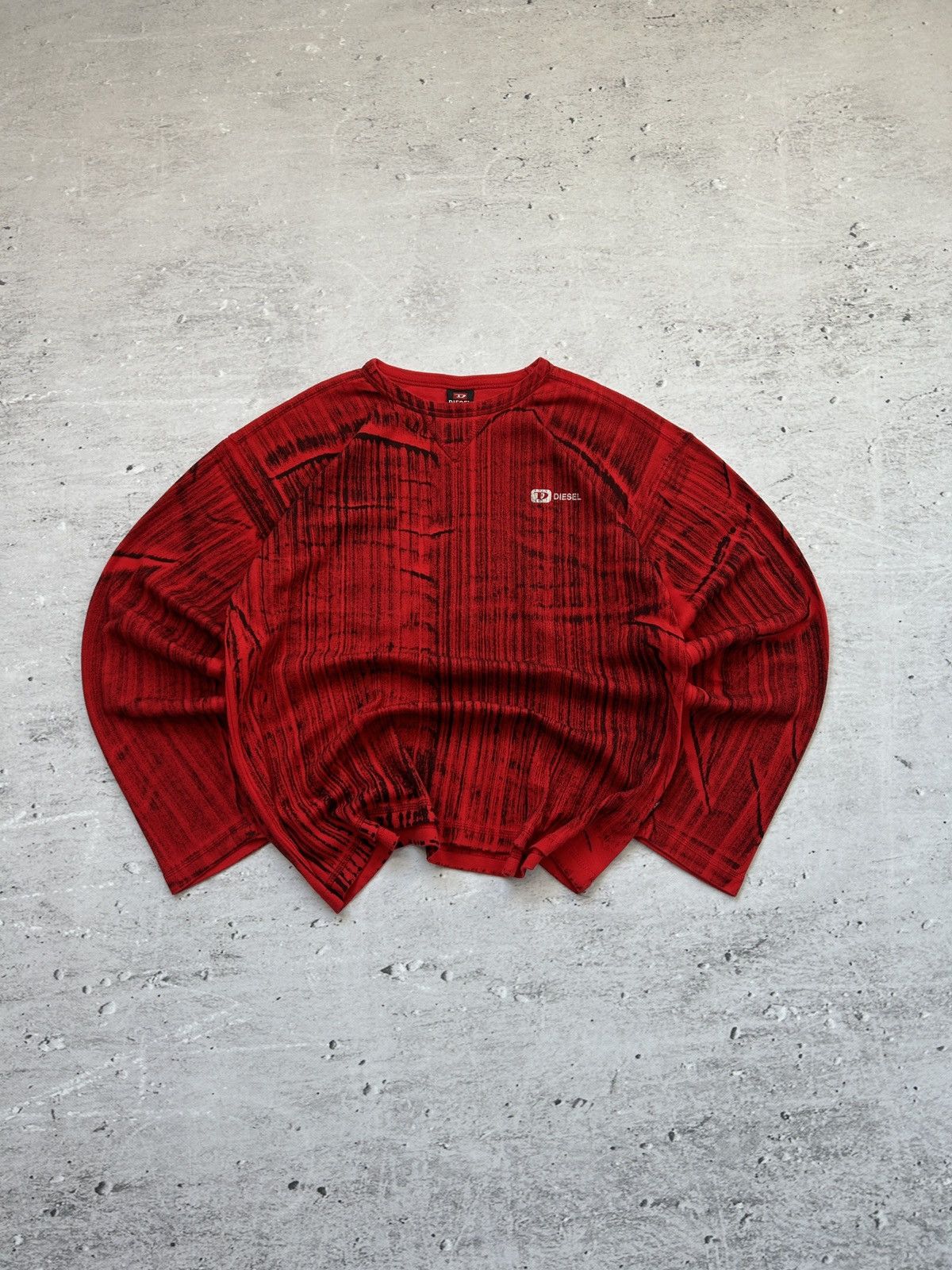 Pre-owned Archival Clothing X Diesel Y2k Vintage Diesel Overprint Avant Garde Longsleeve 90's In Red