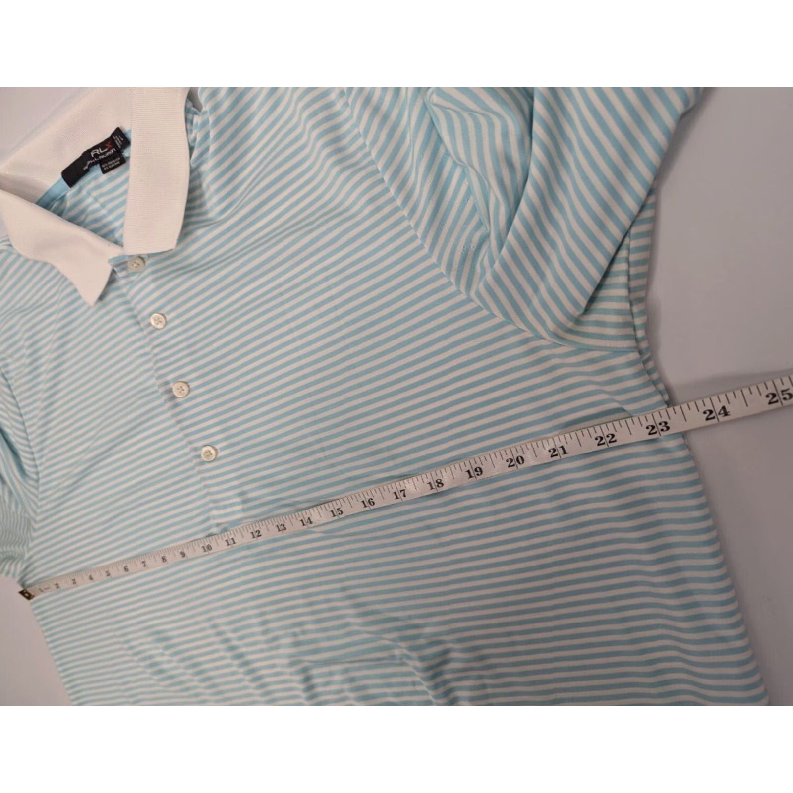 RLX Ralph Lauren Ralph Lauren RLX Polo Shirt Adult Mens L White Blue Striped Lightweight Golf Shirt Polo Men Casual Business Wedding Size US L / EU 52-54 / 3 - 7 Thumbnail