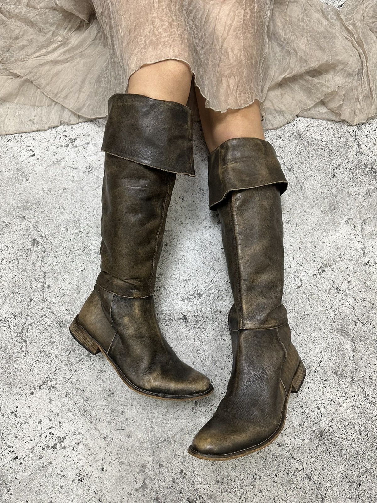image of Avant Garde x If Six Was Nine Vintage Amazing Faded Color Boots Balenciaga Style in Brown, Women's 