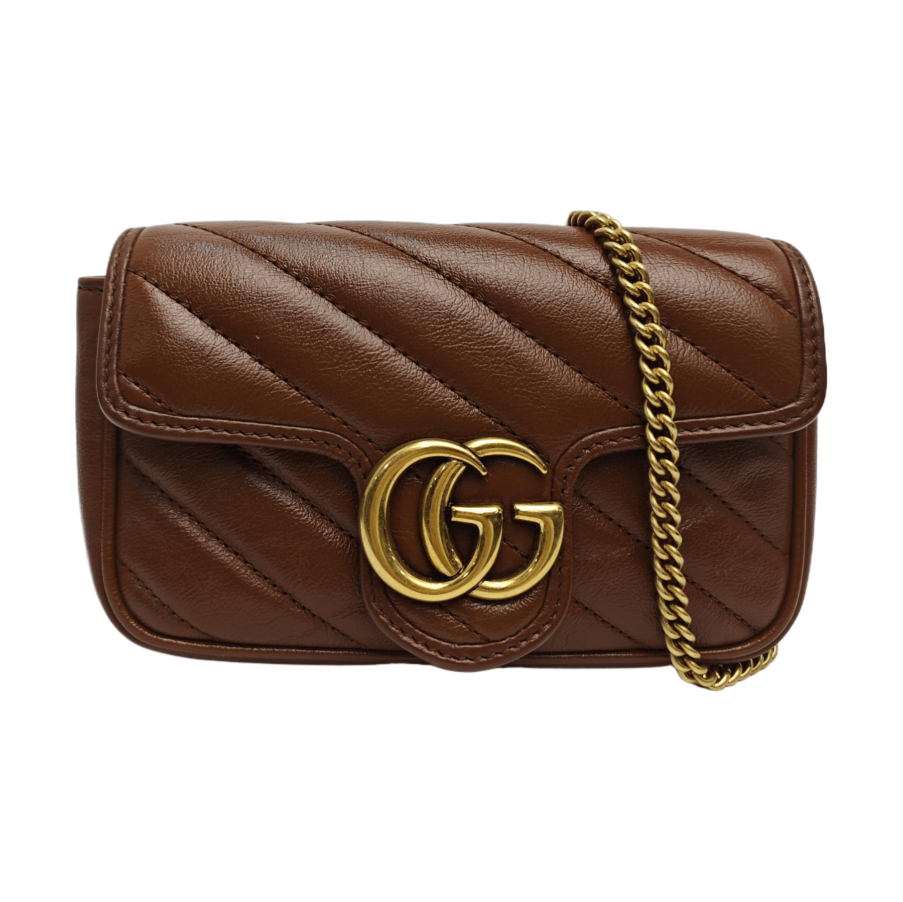 Gucci Gucci GG Marmont Brown Quilted Leather Mini Shoulder Bag Size ONE SIZE - 1 Thumbnail