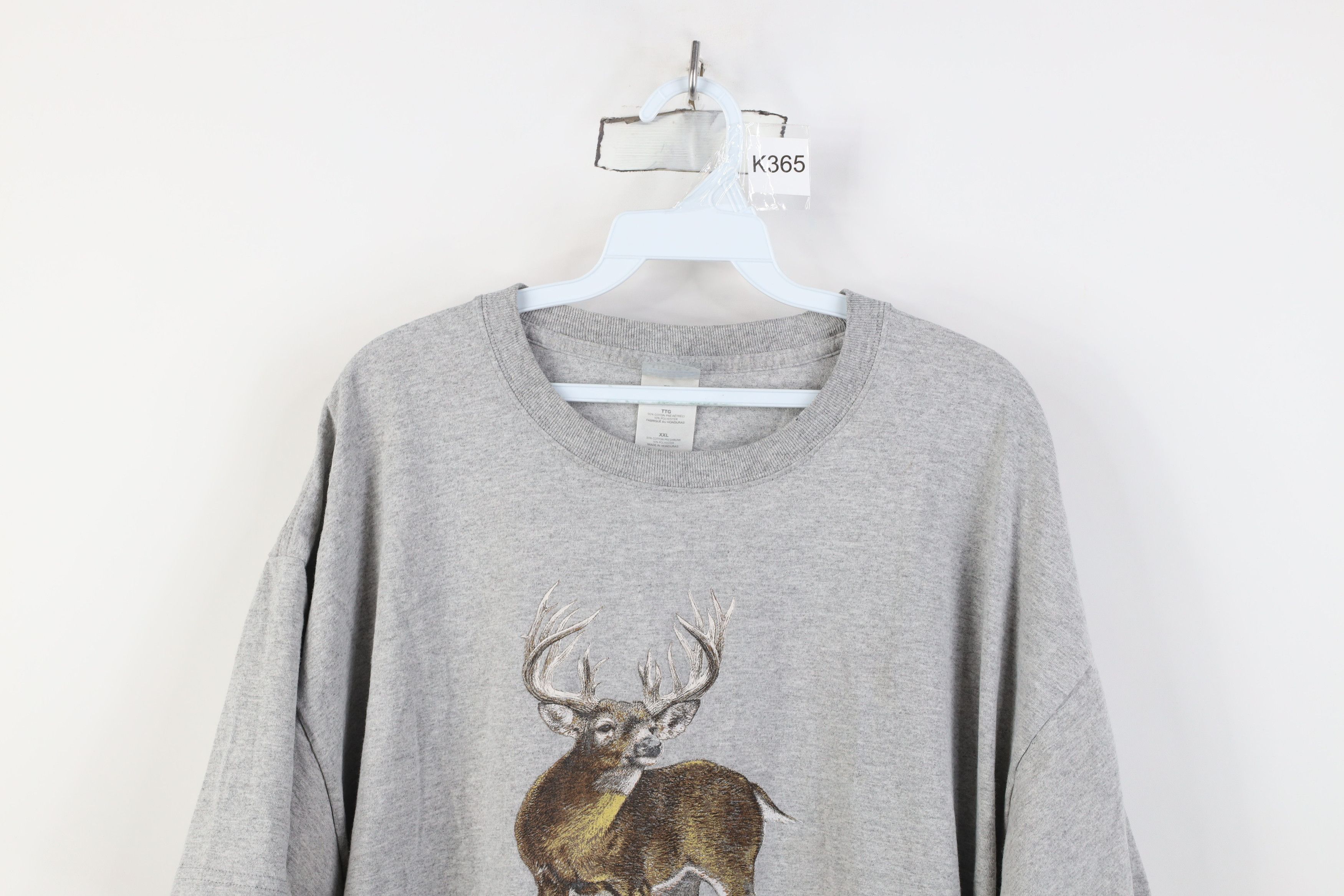 Vintage Vintage 90s Streetwear Nature Deer Buck Hunting T-Shirt Gray Size US XXL / EU 58 / 5 - 2 Thumbnail