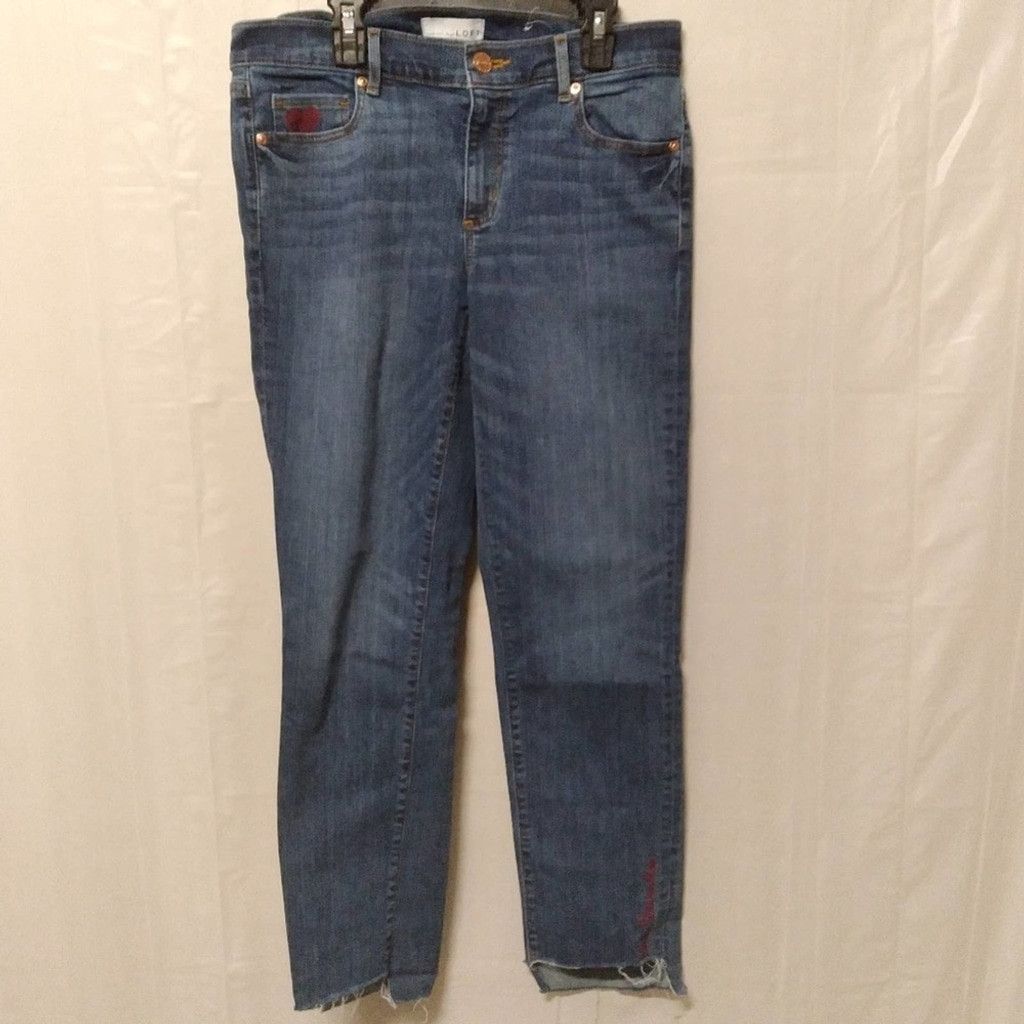 Loft LOFT Heartbreaker Jeans Straight Step Hem Embroidered Sz 28 Size 28" / US 6 / IT 42 - 2 Thumbnail