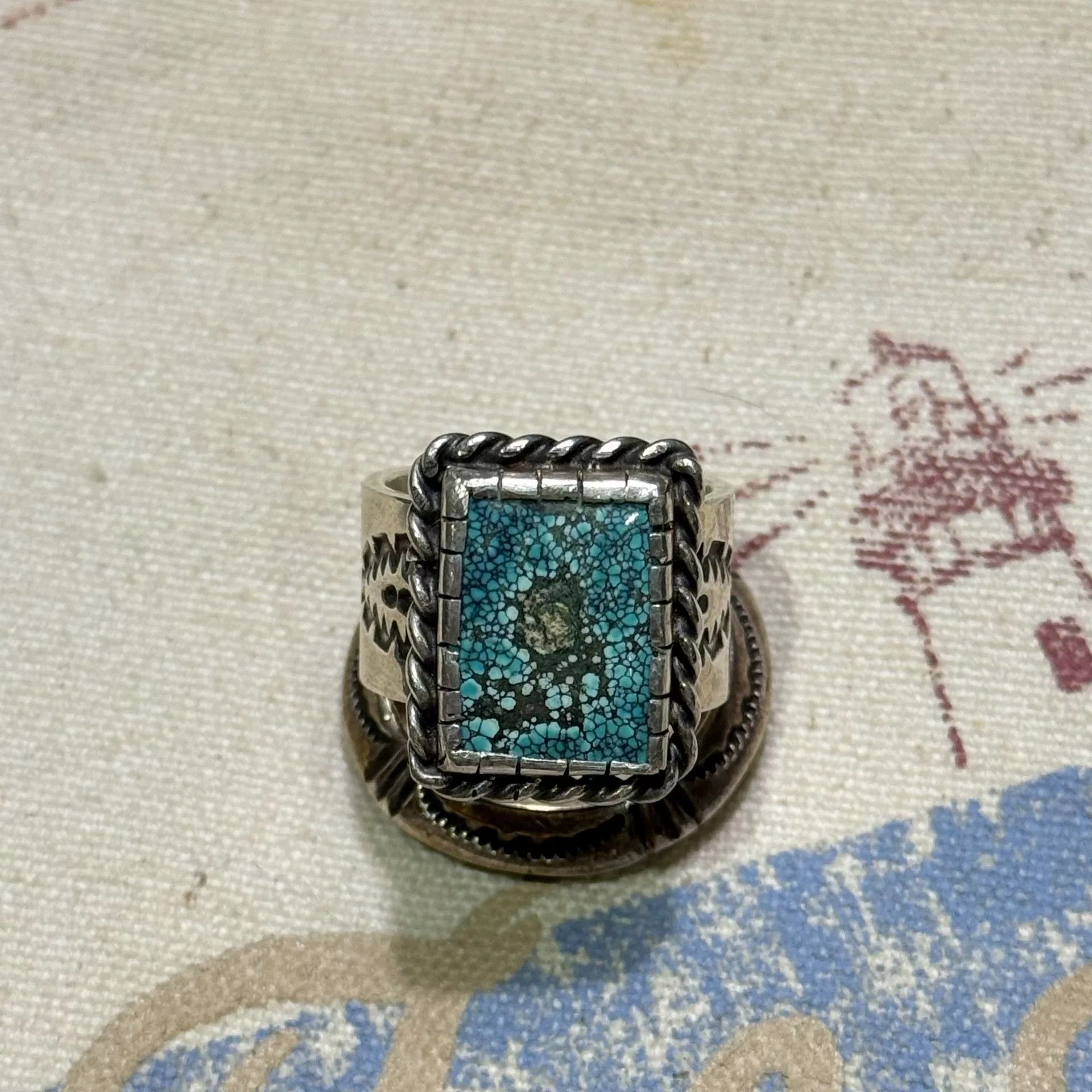 Other Navajo Style Turquoise 950 Silver Ring Size ONE SIZE - 1 Thumbnail