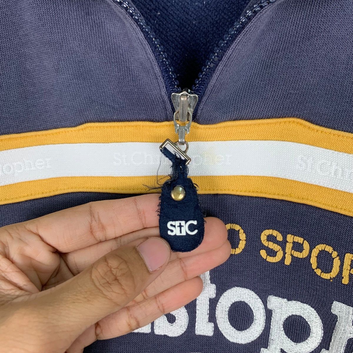 Vintage ST. CHRISTOPHER Embroidery Logo Half Zip Sweater #0960-C43 Size US L / EU 52-54 / 3 - 14 Thumbnail