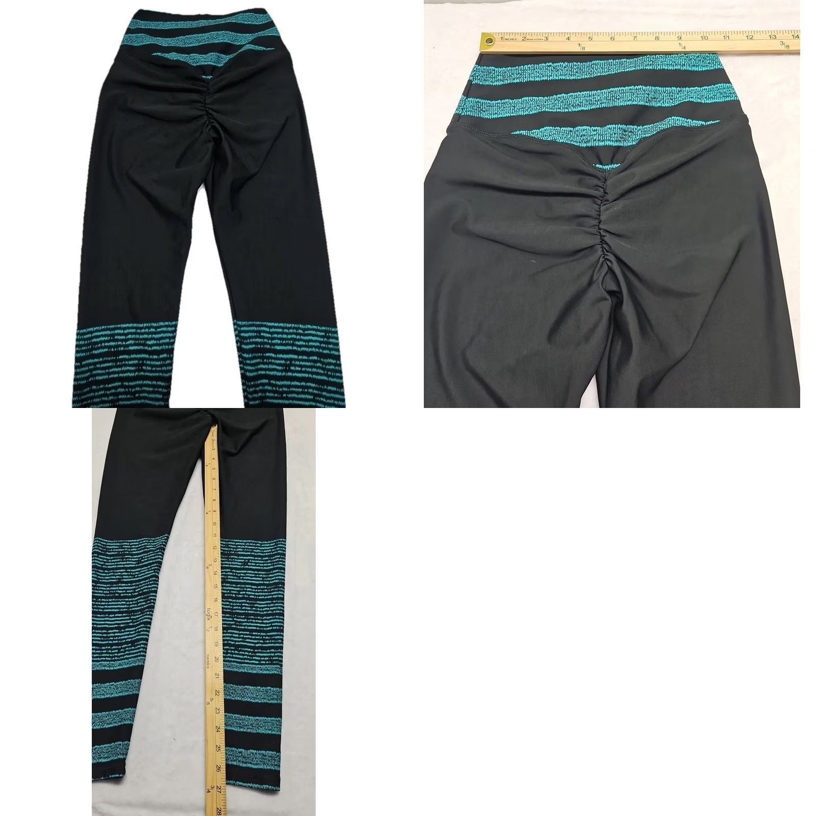 Vintage ABS2B Women’s Leggings Medium Black Green Yoga Workout Stretch Activewear USA Size 32" / US 10 / IT 46 - 8 Thumbnail