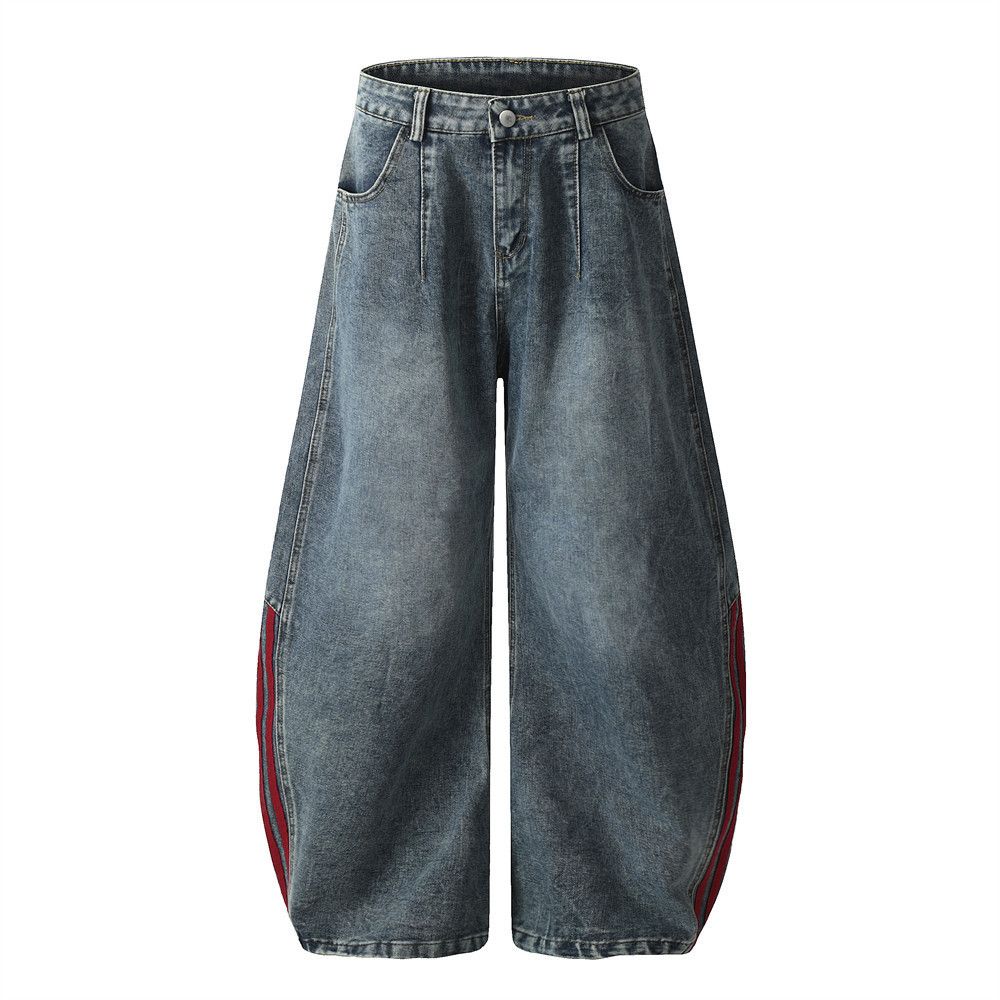 Japanese Brand × Jean American washed distressed striped scimitar jeans y2k Size US 32 / EU 48 - 1 Thumbnail