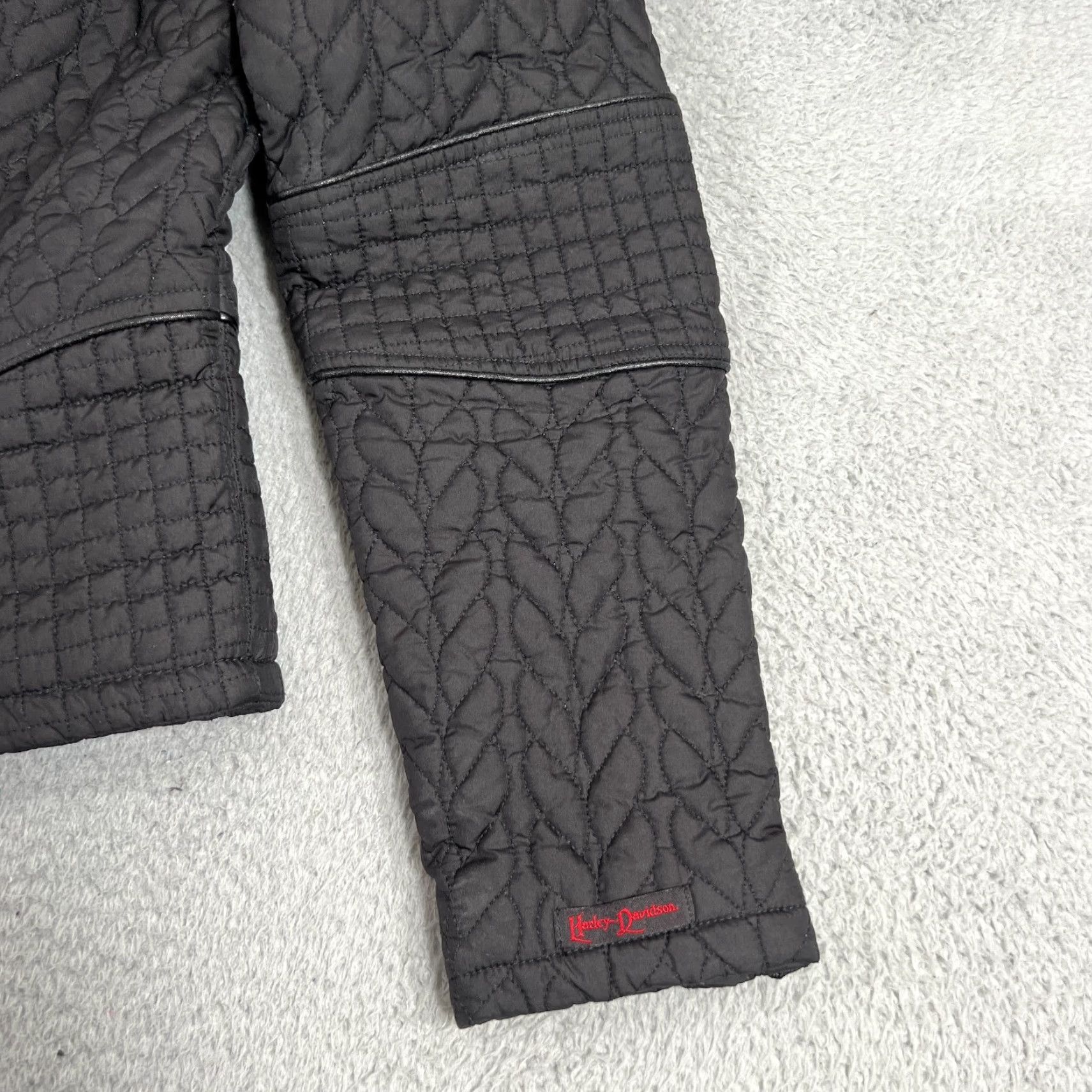 Harley Davidson Harley-Davidson Womens Jacket Small Black Quilted Motorcycle 90s Zip Size S / US 4 / IT 40 - 3 Thumbnail