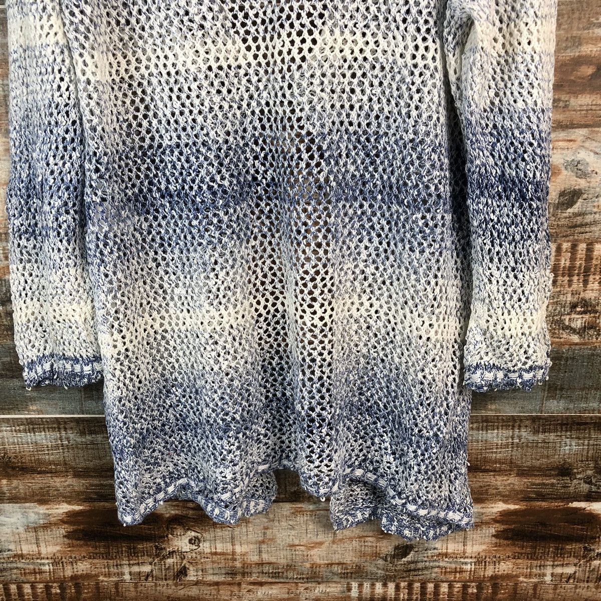 Japanese Brand Cinzia Caldi crochet meshnet Stripe Cardigan Knitwear #A2209 Size US XL / EU 56 / 4 - 19 Thumbnail