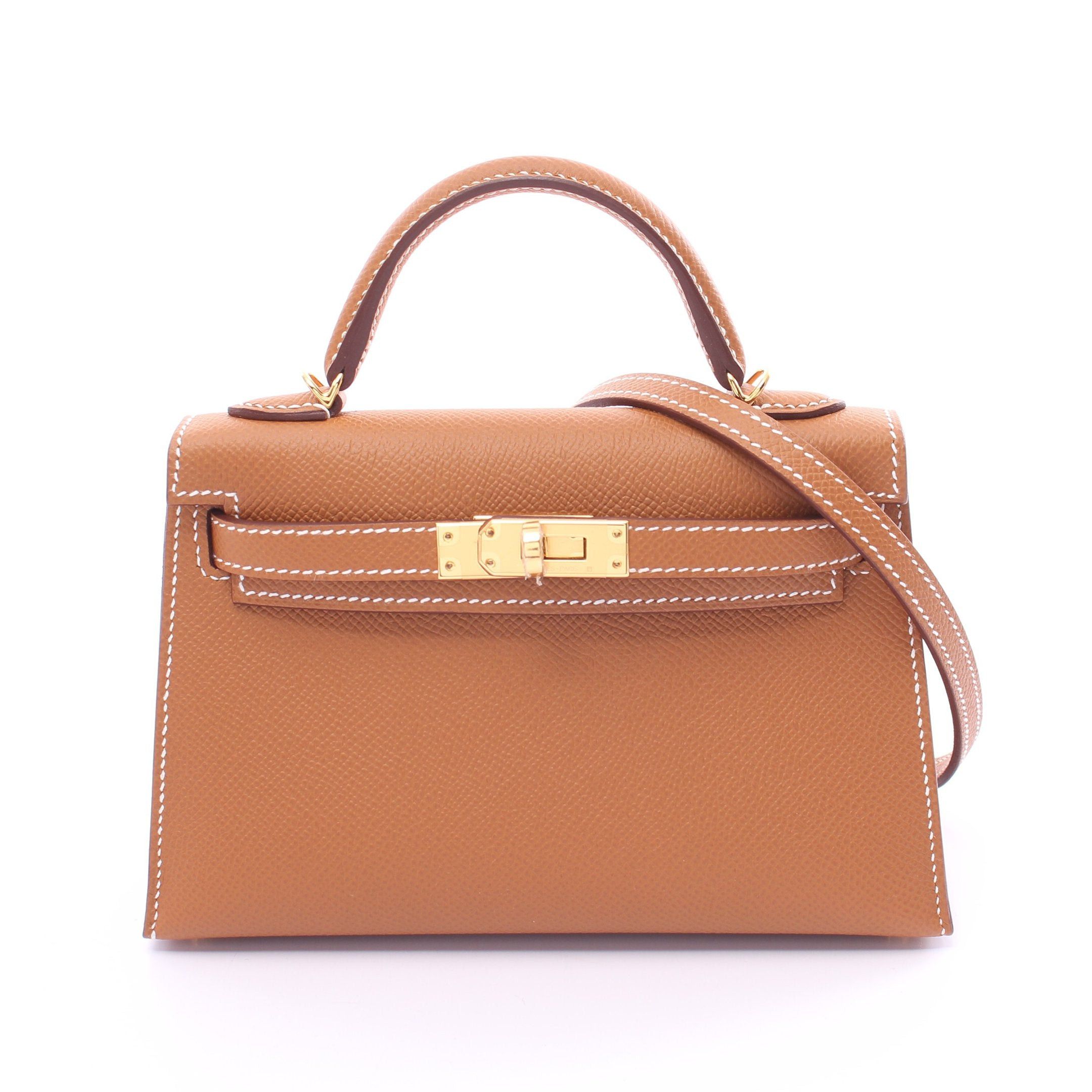 Hermes Hermes Mini Kelly 2 Gold Handbag Veau Epsom Light Brown Hardware Outside Sewing B Stamp Size ONE SIZE - 1 Thumbnail