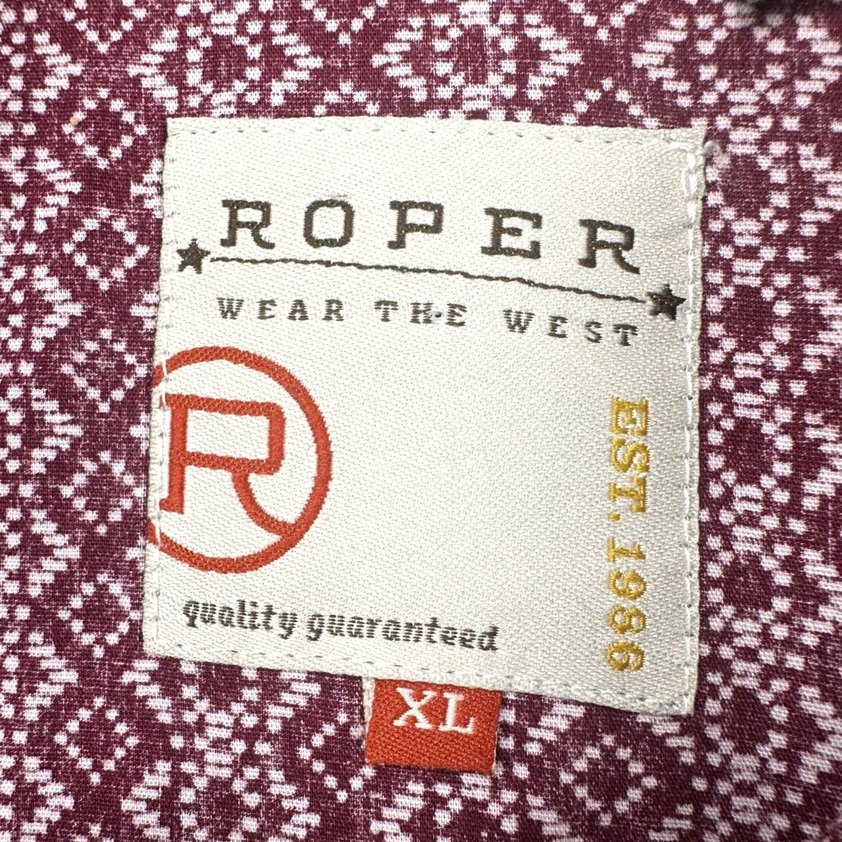 Roper Roper Wear The West Button Up Shirt Men XL Maroon Western Pearl Snap Flap Pocket Size US XL / EU 56 / 4 - 5 Thumbnail
