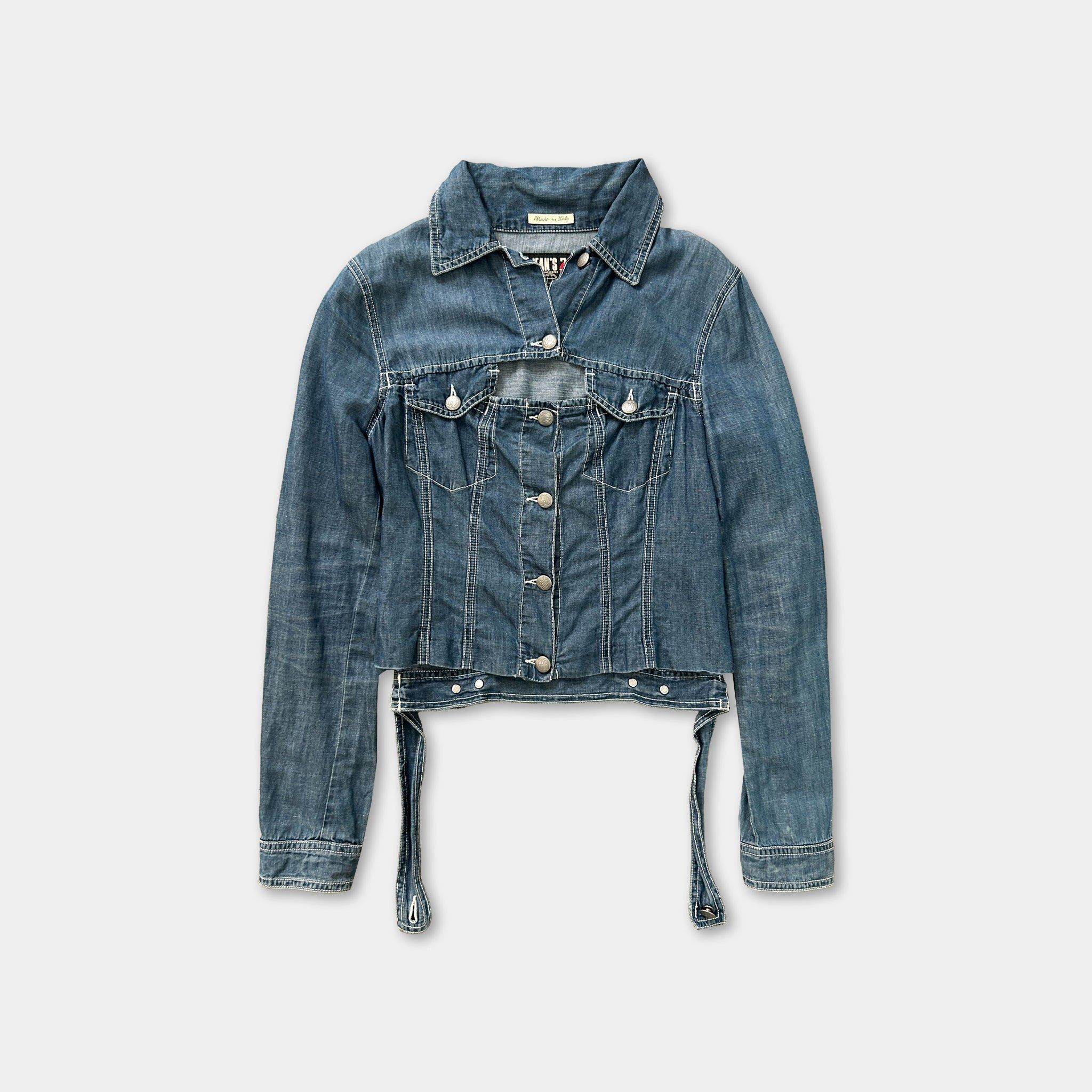 Jean Paul Gaultier Jean Paul Gaultier 2000's Open Chest Denim Jacket Size US S / EU 44-46 / 1 - 1 Thumbnail