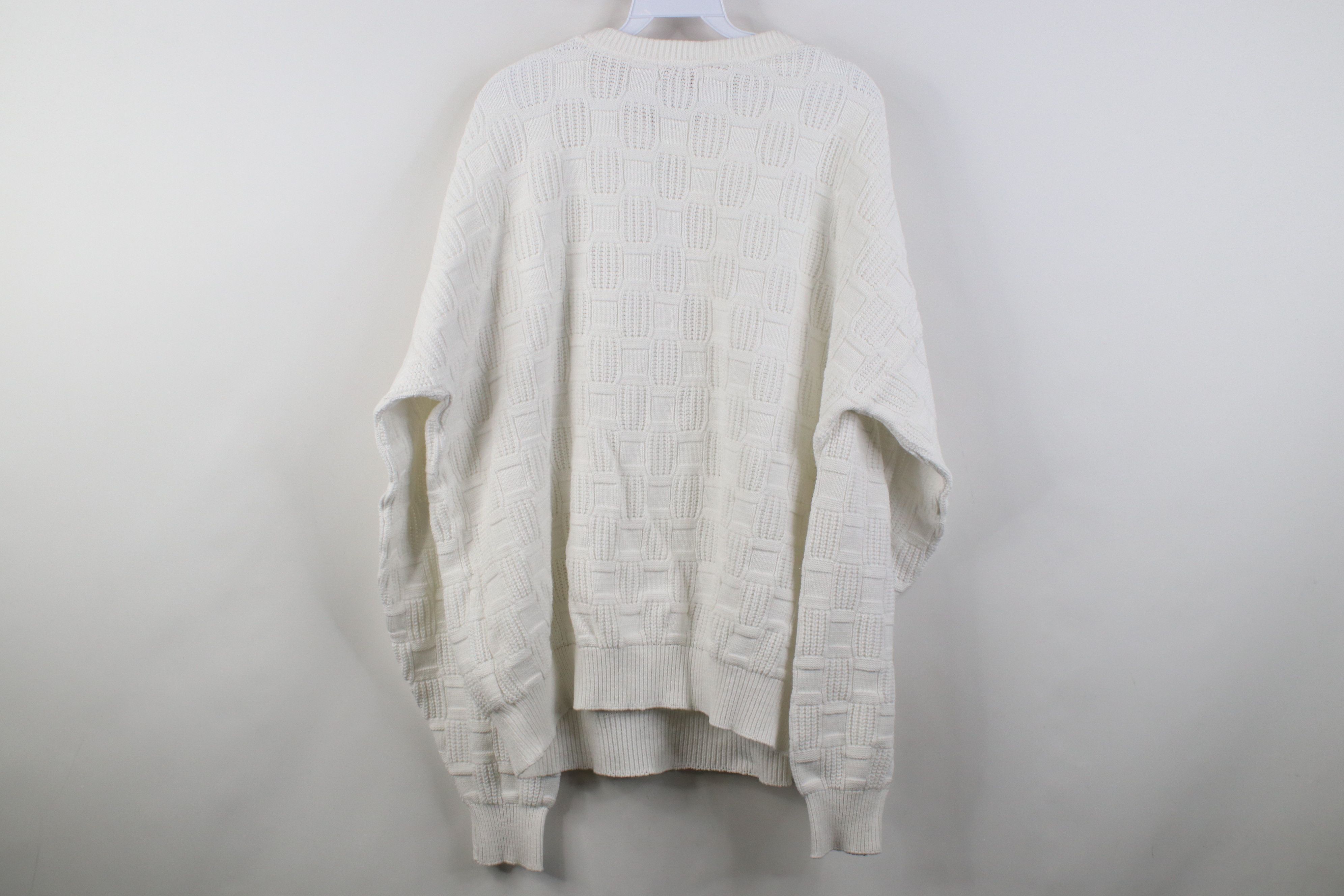 Vintage Vintage 90s Streetwear Checkered Knit Sweater White USA Size US XL / EU 56 / 4 - 7 Thumbnail