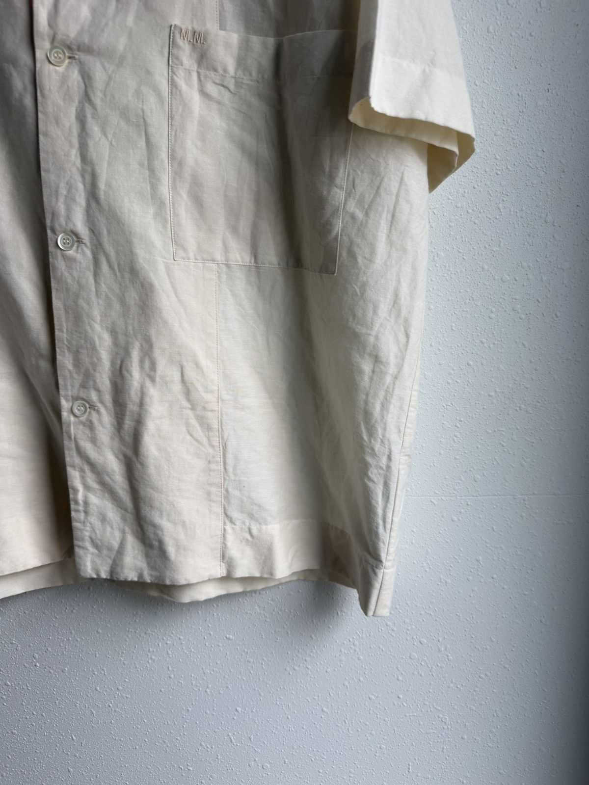 Maison Margiela Maison Margiela S/S 2022 Linen Blend Camp Collar Shirt Beige Size US L / EU 52-54 / 3 - 5 Thumbnail