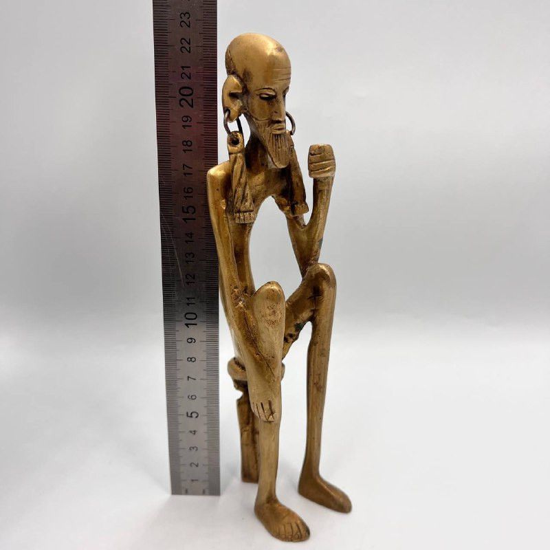 Vintage Antique Bronze African Man Figurine – Tribal Brass Statue Size ONE SIZE - 5 Thumbnail