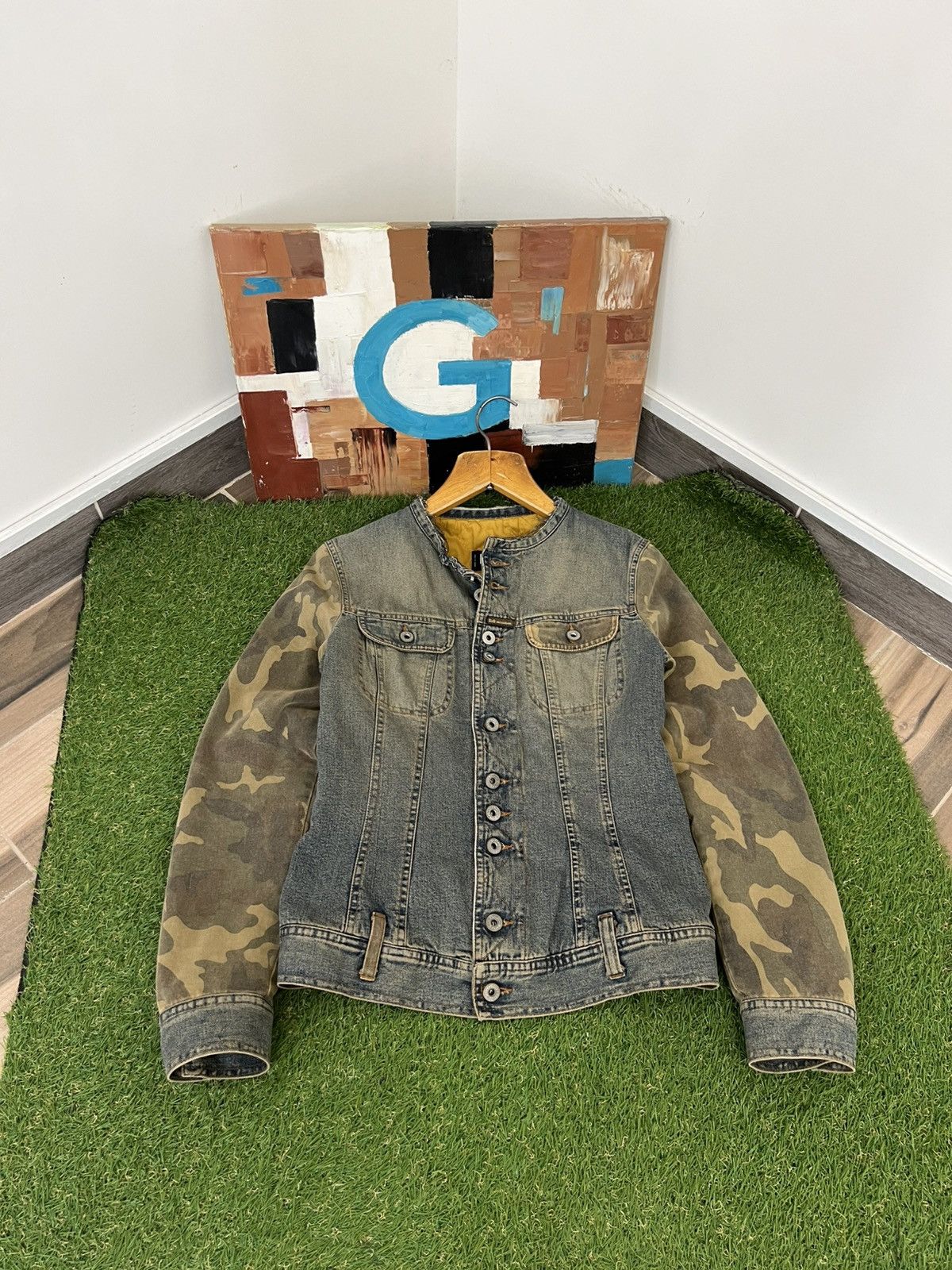 Dolce & Gabbana Vintage D&G 2003 mini puffer camo sleeve denim jacket Size US XS / EU 42 / 0 - 1 Thumbnail