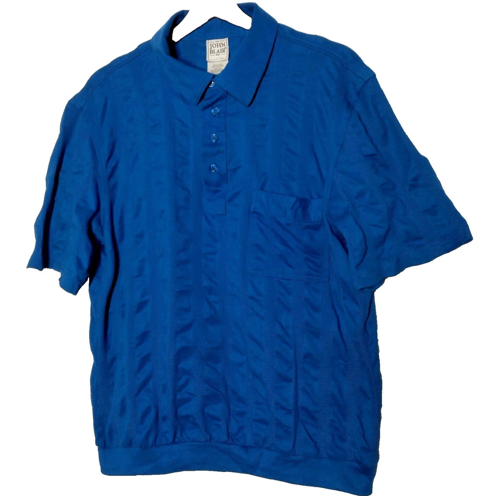 Blair VINTAGE John Blair Polo Shirt Large Royal Blue Stripe Knit Collared Pullover Men L Blue Golf Business Casual 90s Grandpacore Mens Size US L / EU 52-54 / 3 - 2 Thumbnail