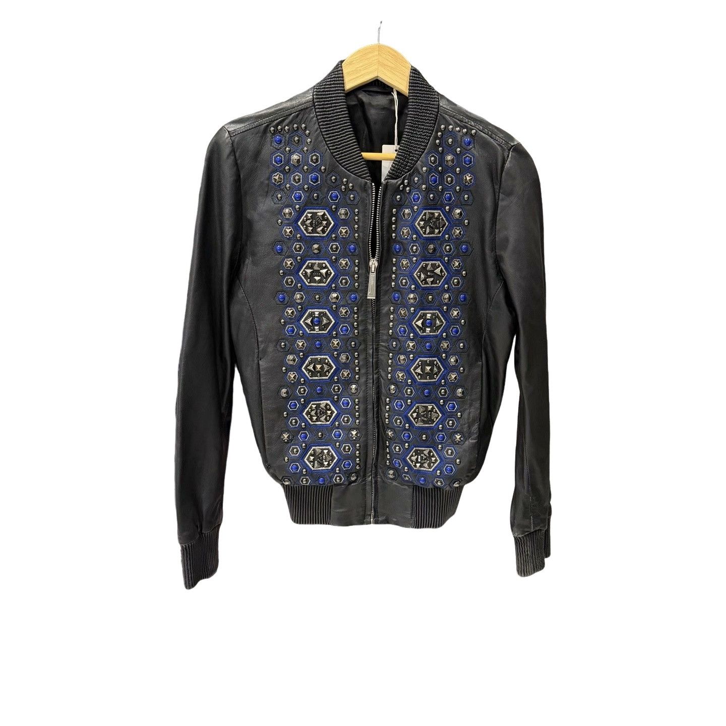 Just Cavalli Just Cavalli Embellished Leather Bomber Jacket Size S Size US S / EU 44-46 / 1 - 1 Thumbnail