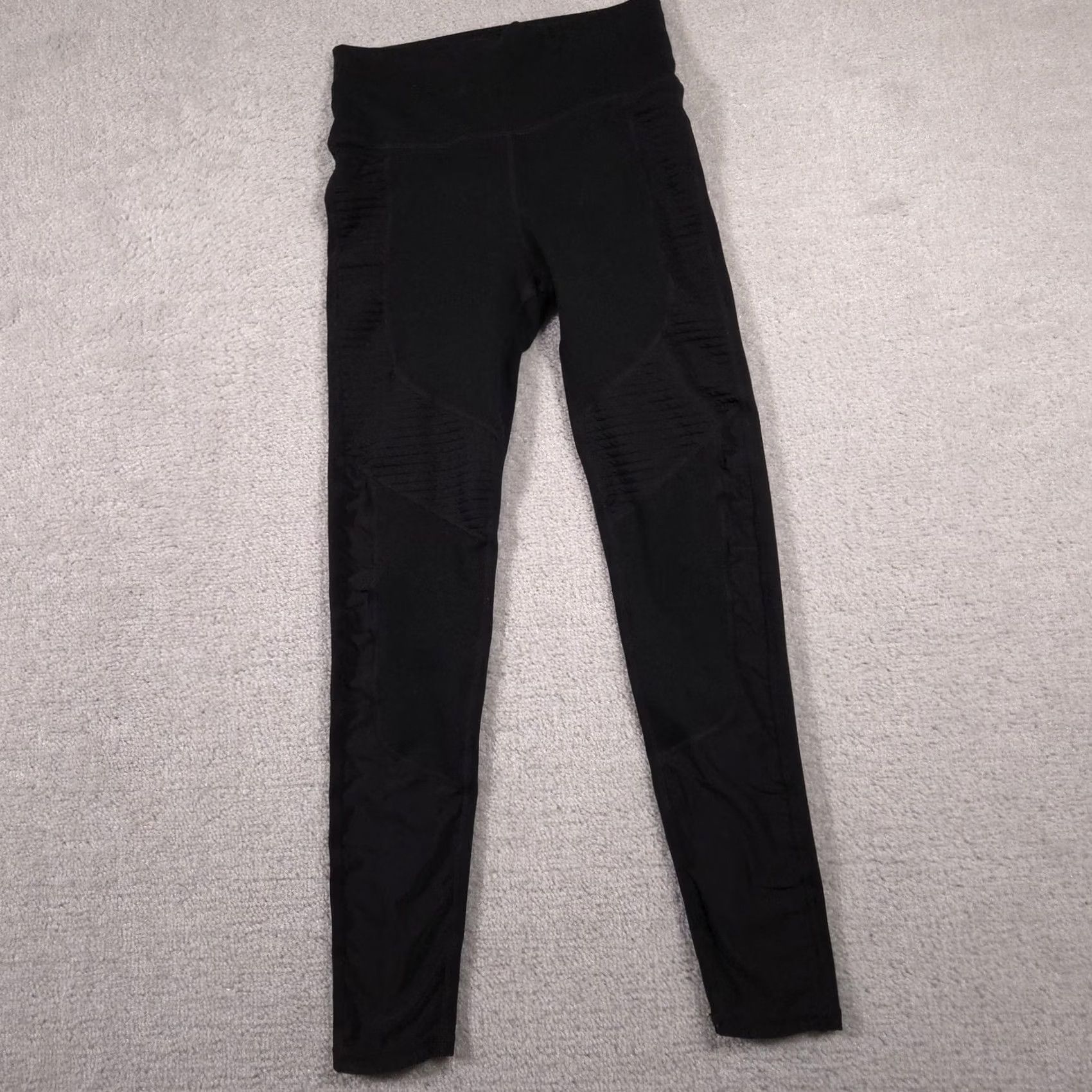 Fabletics VINTAGE High Waist Leggings Womens Small Black Ribbed Athletic Yoga Compression Pants Size 28" / US 6 / IT 42 - 2 Thumbnail