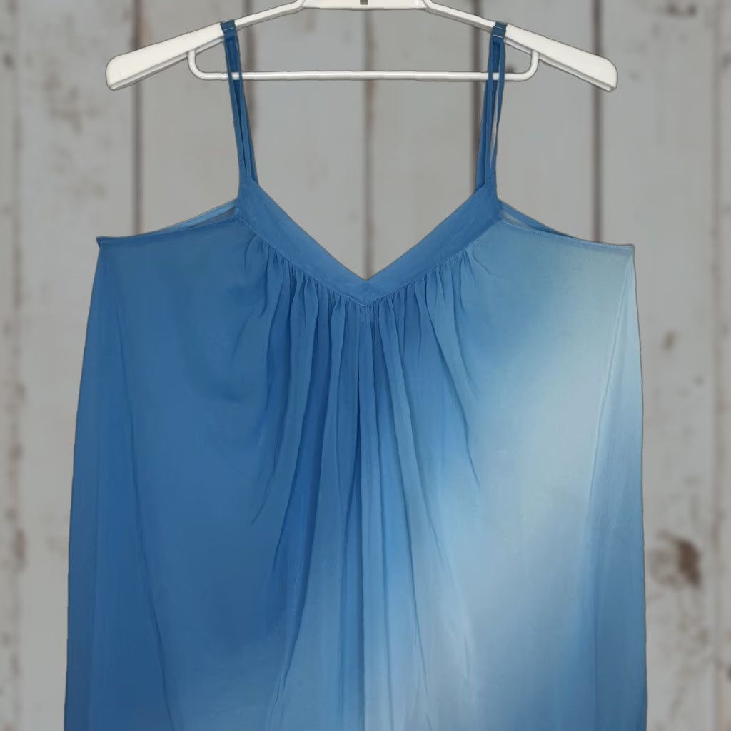 Oscar De La Renta Oscar de la Renta Pink Label Night Gown XL Sleeveless Ombre Spaghetti Strap Silky Chiffon Blue Womens Gown Size ONE SIZE - 1 Thumbnail
