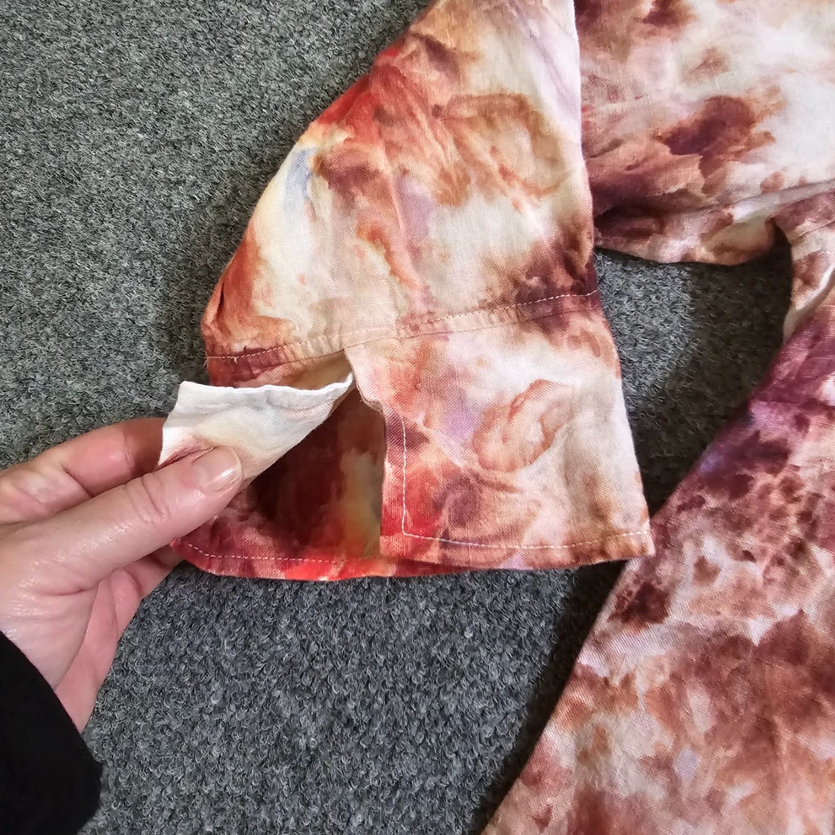 Talbots Talbots Top Shirt Womens 12 Red Purple Tie Dye Irish Linen Button Casual Career Size XL / US 12-14 / IT 48-50 - 4 Thumbnail