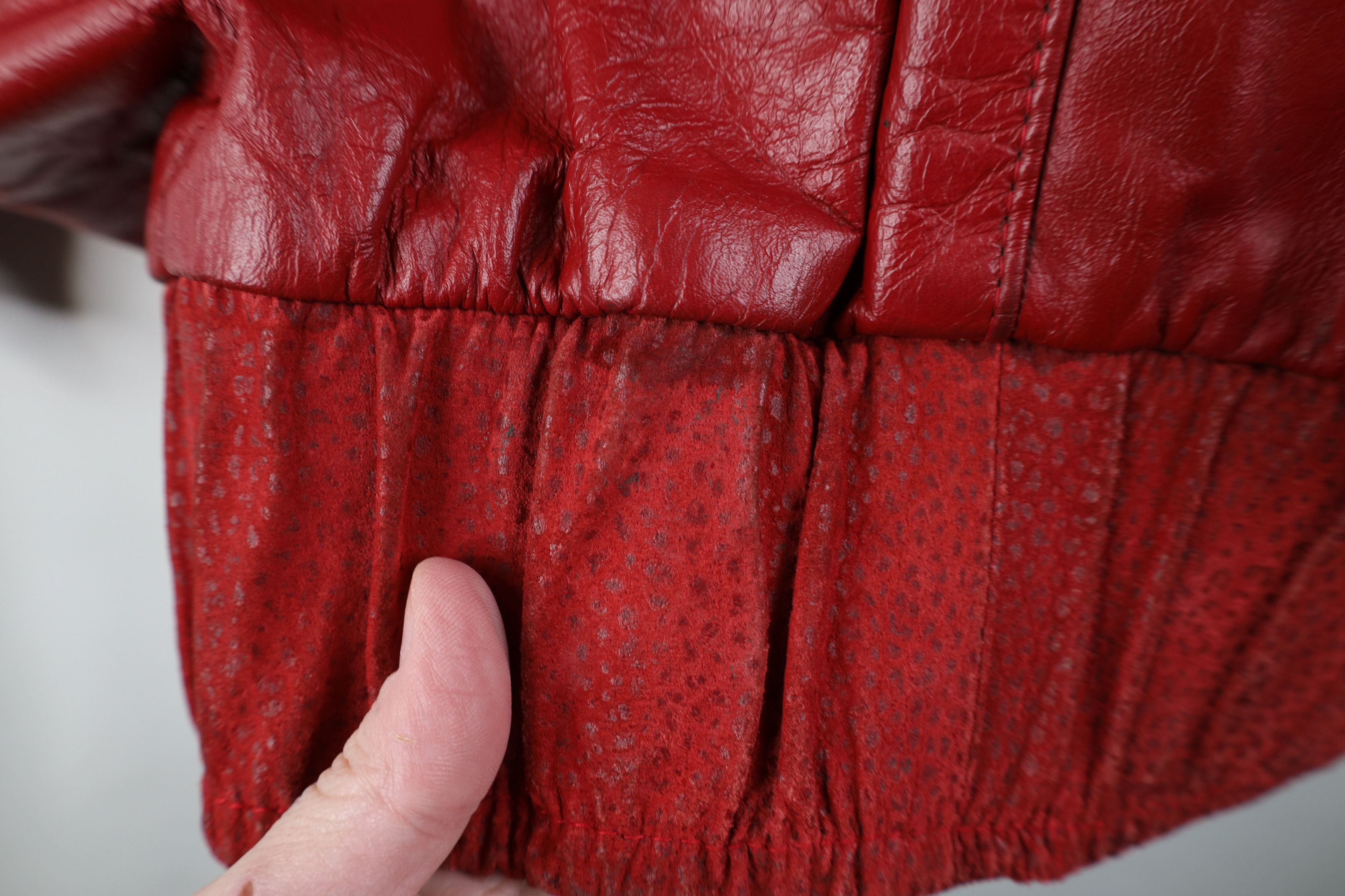 Vintage Vintage 90s Streetwear Leather Bomber Jacket Red USA Size M / US 6-8 / IT 42-44 - 14 Thumbnail