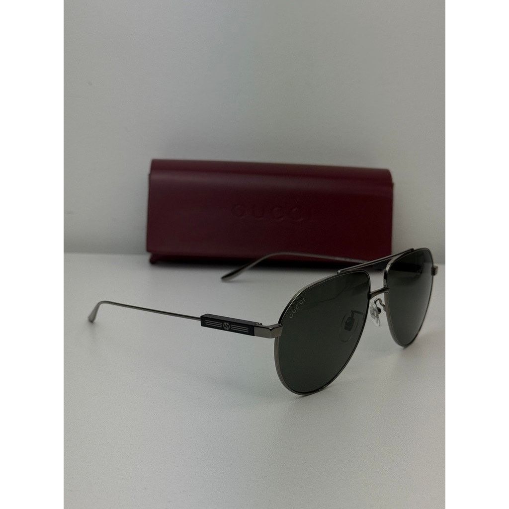 Gucci NEW Gucci GG1311S Ruthenium Aviator Unisex Sunglasses $565 Size ONE SIZE - 4 Thumbnail