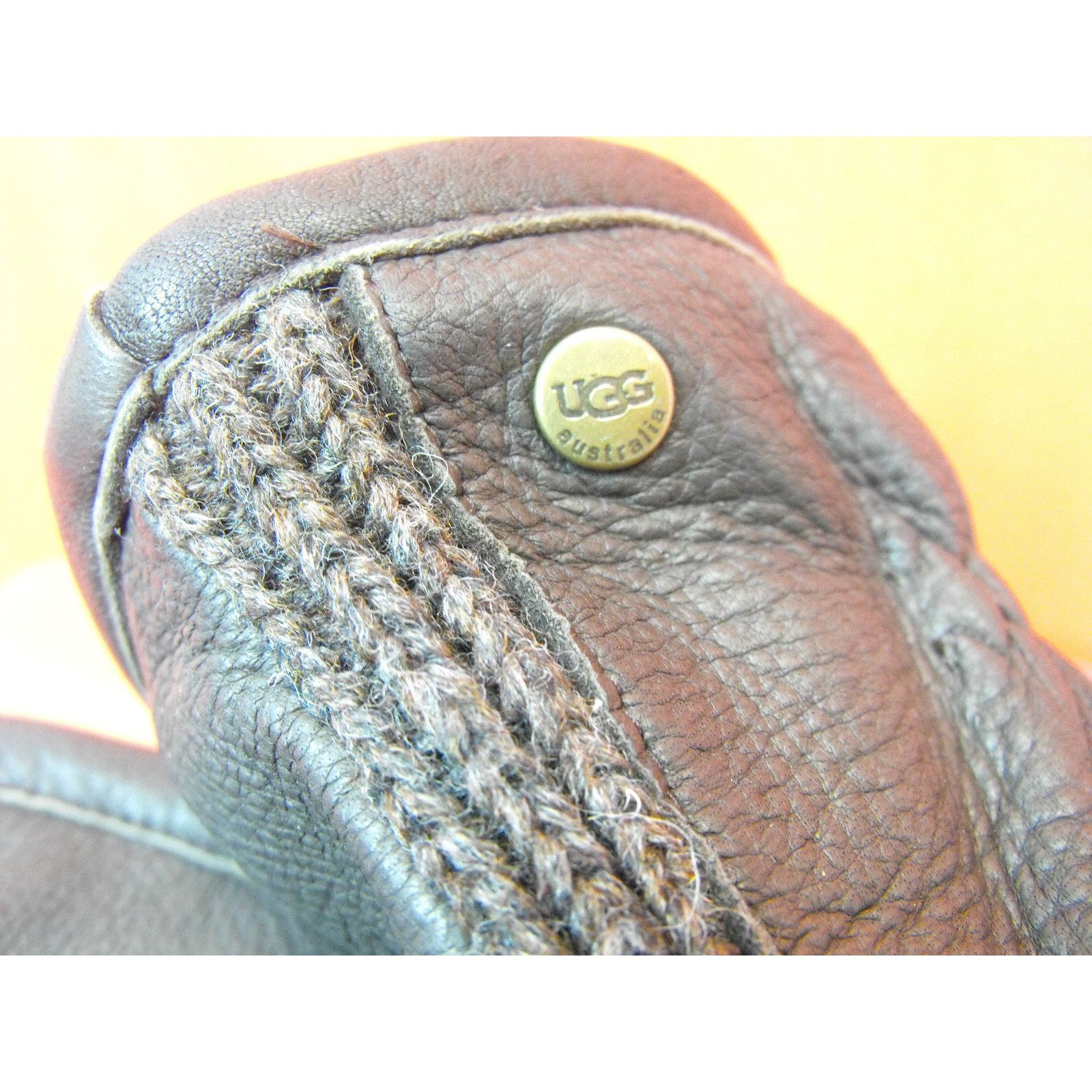 Ugg UGG DEER LEATHER WOOL BUCKLE SIDEWALL BROWN WINTER GLOVES M Size ONE SIZE - 6 Thumbnail