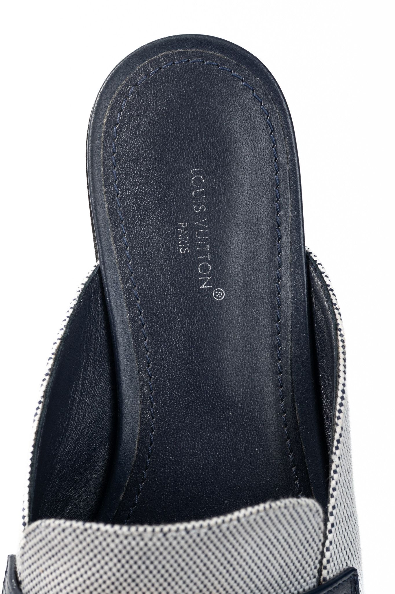 Louis Vuitton Louis Vuitton LV Mare White & Navy Open Back Loafers Size US 7.5 / IT 37.5 - 10 Thumbnail