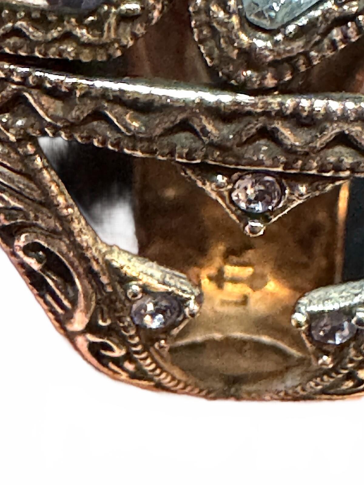 Other Ornate Blue Crystal Filigree Statement Ring Silver Tone LJ Size ONE SIZE - 4 Thumbnail