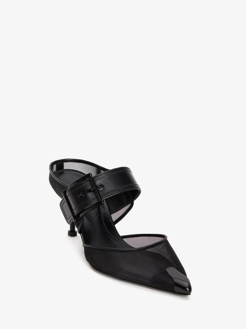 Alexander McQueen o1w1db10925 Punk Buckle Mule in Black Size US 7 / IT 37 - 2 Thumbnail